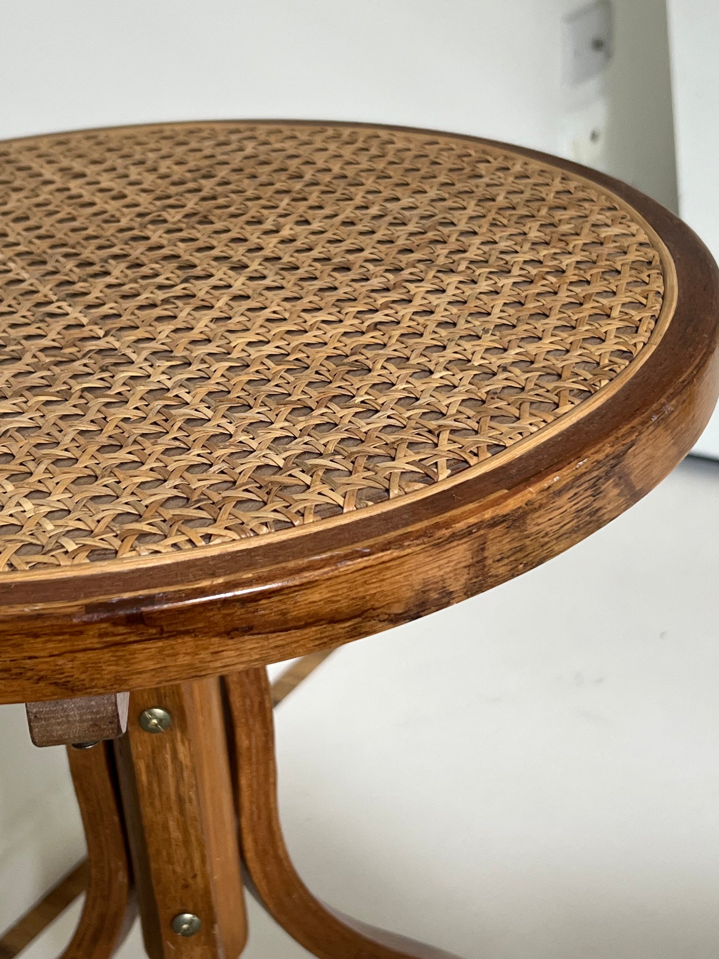 - Vintage Bentwood Rattan Side Table