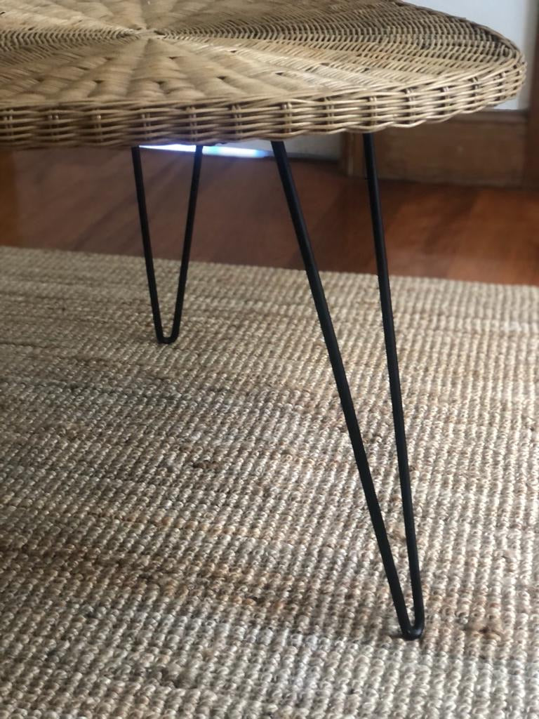 1950s Boomerang Wicker Coffee Table