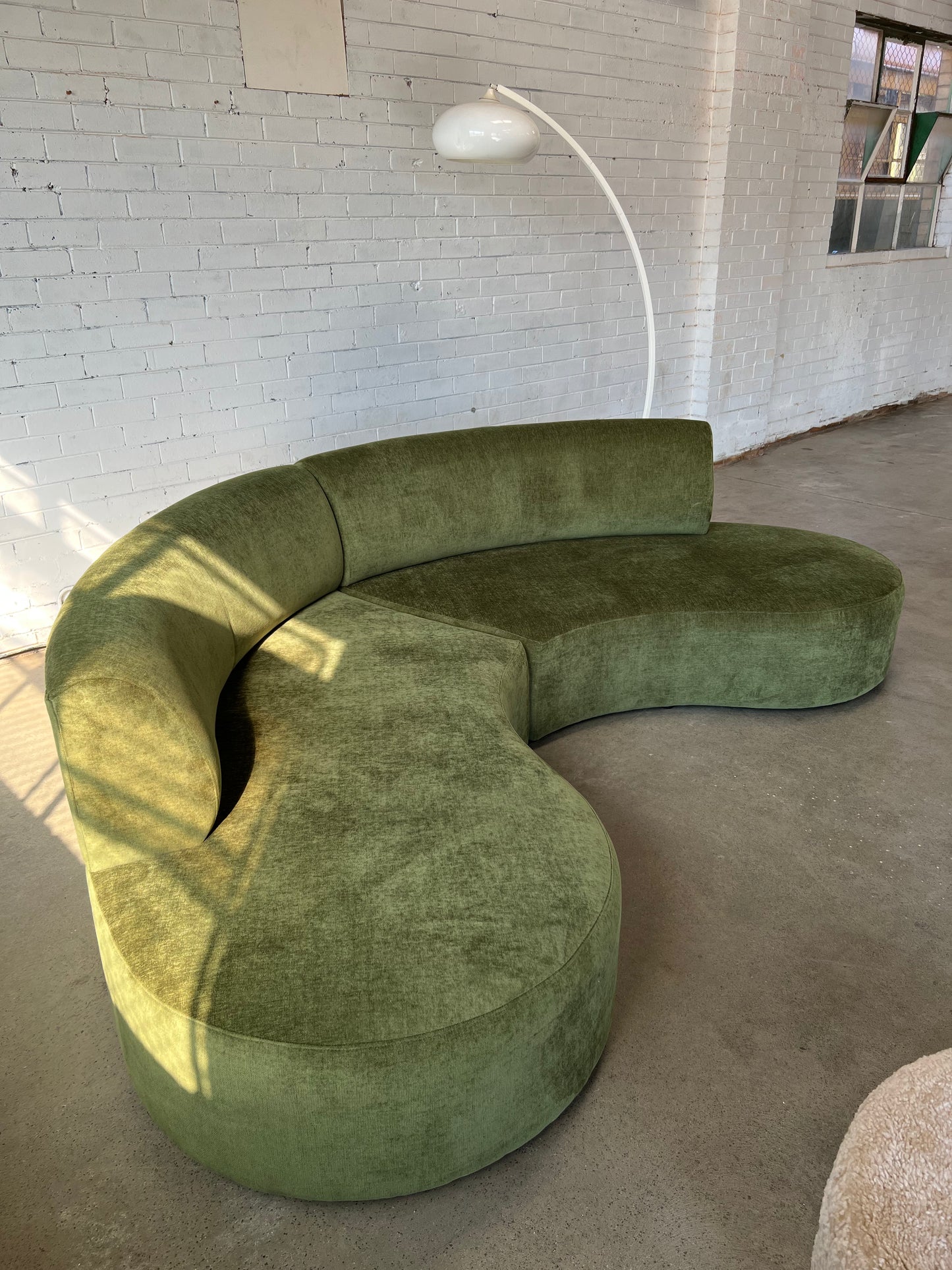 Bespoke Curved Sofa in Deep Botanical Green