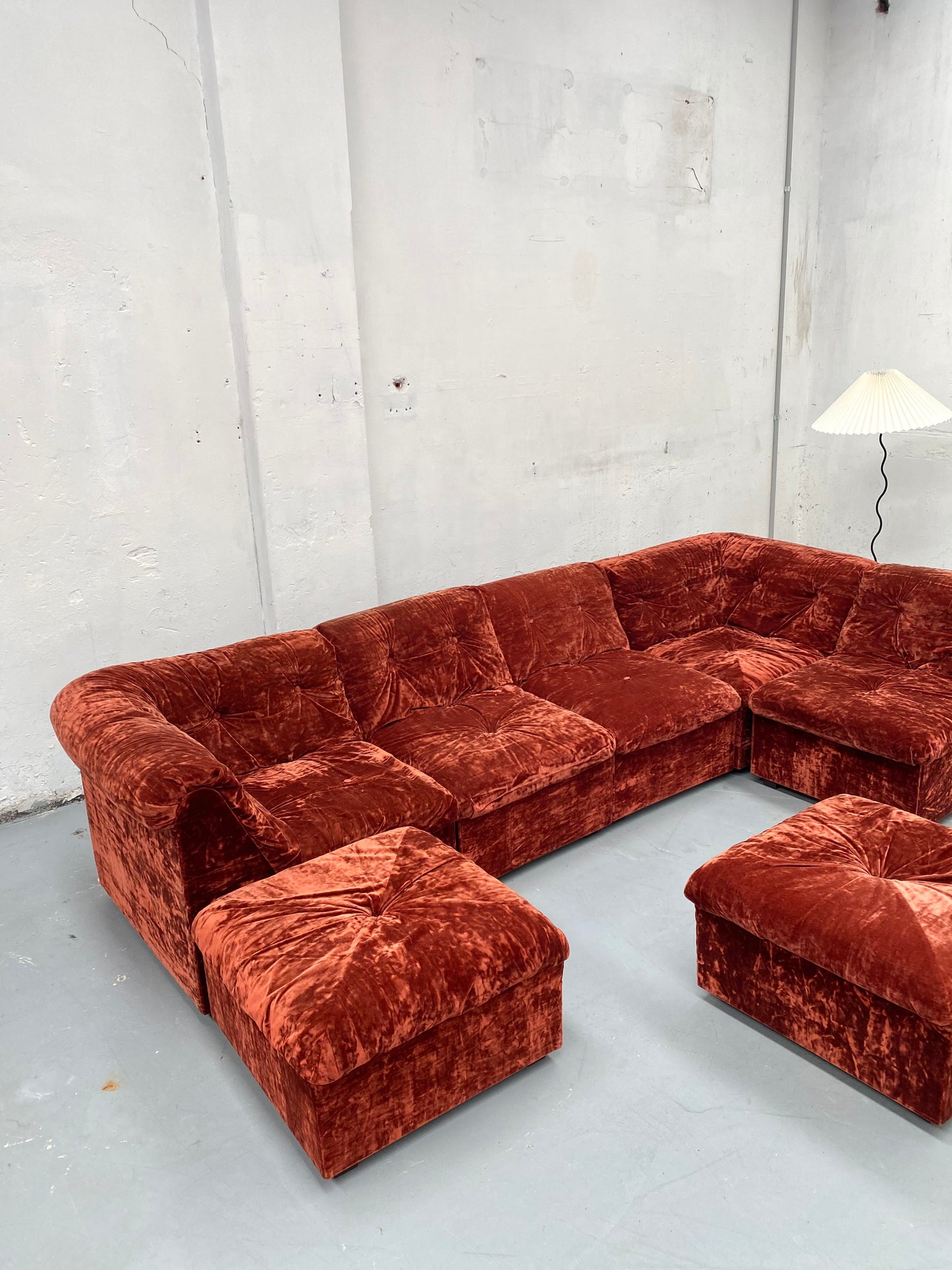 Vintage Velvet Modular Sofa - Seven Piece Set