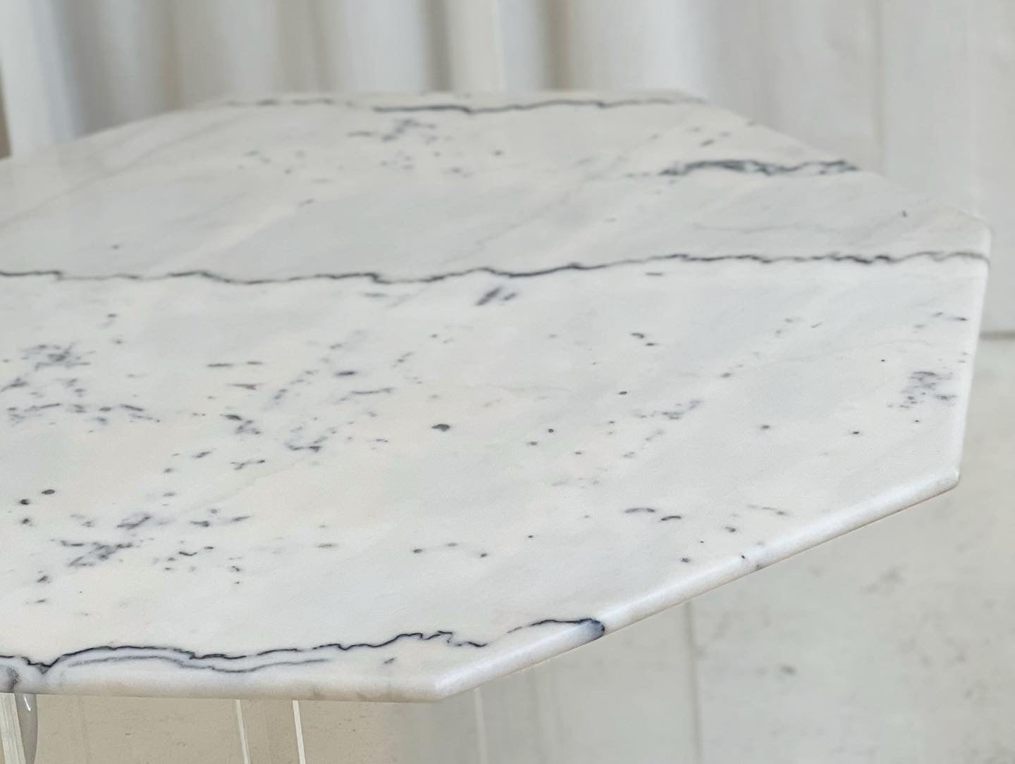 Octagonal Carrara Marble & Lucite Table