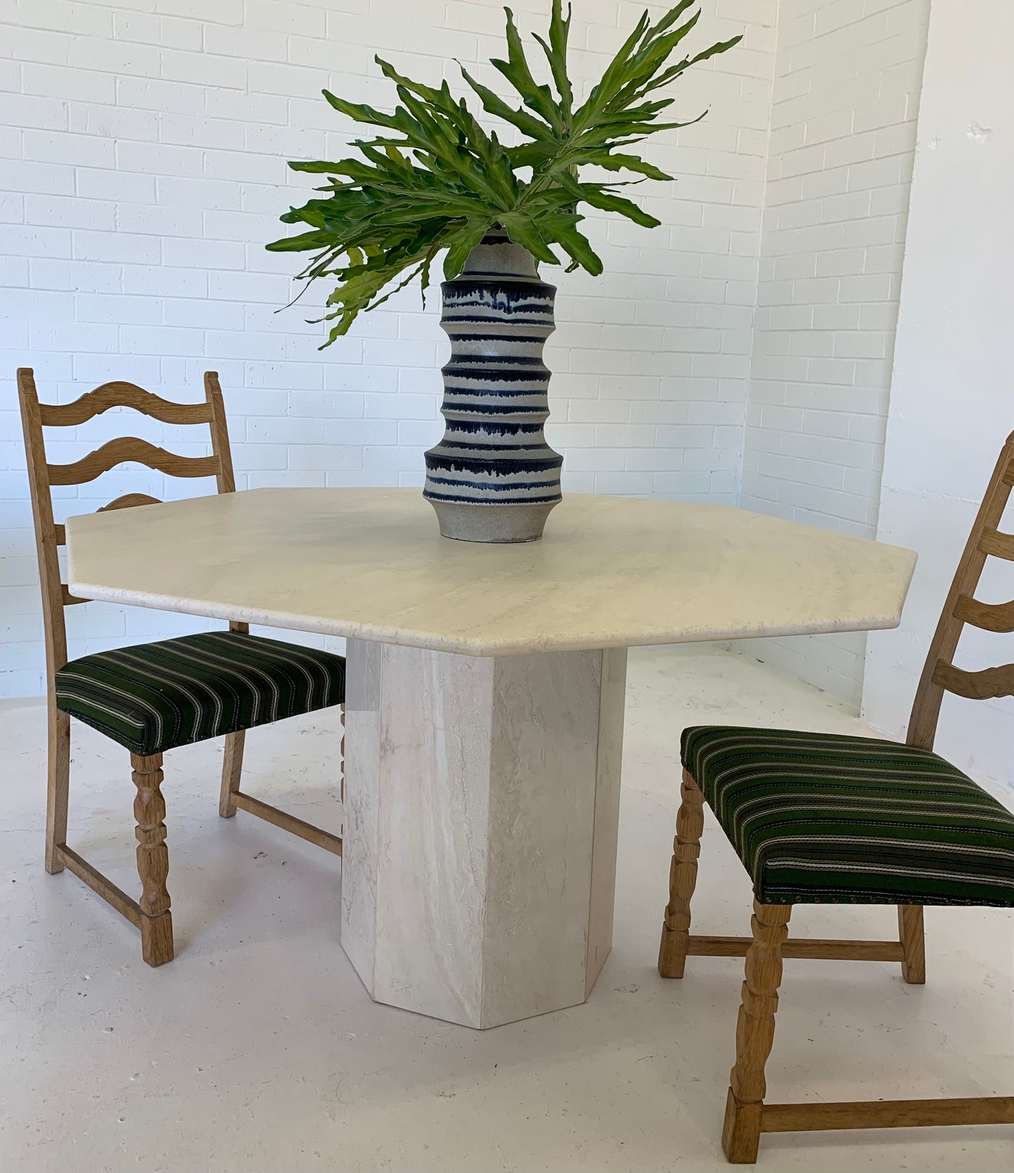 Vintage Honed Travertine Dining Table