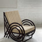 Vintage Dark Bamboo Armchair - Coffee Stripe