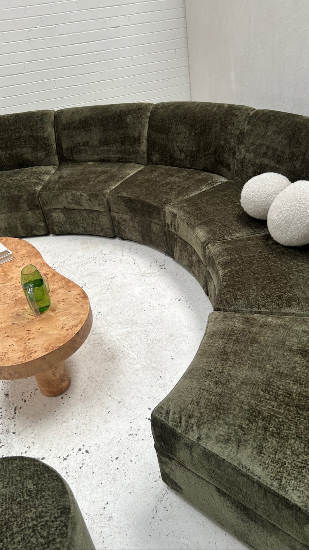- Bespoke Green Chenille Modular Sofa Set