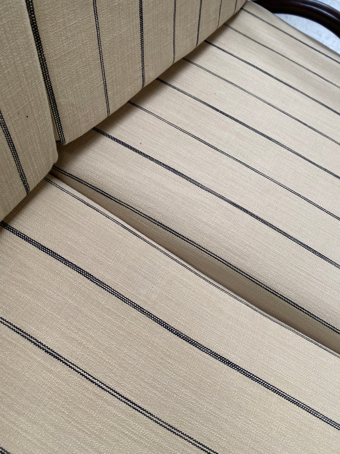 Vintage Dark Bamboo Armchair - Coffee Stripe