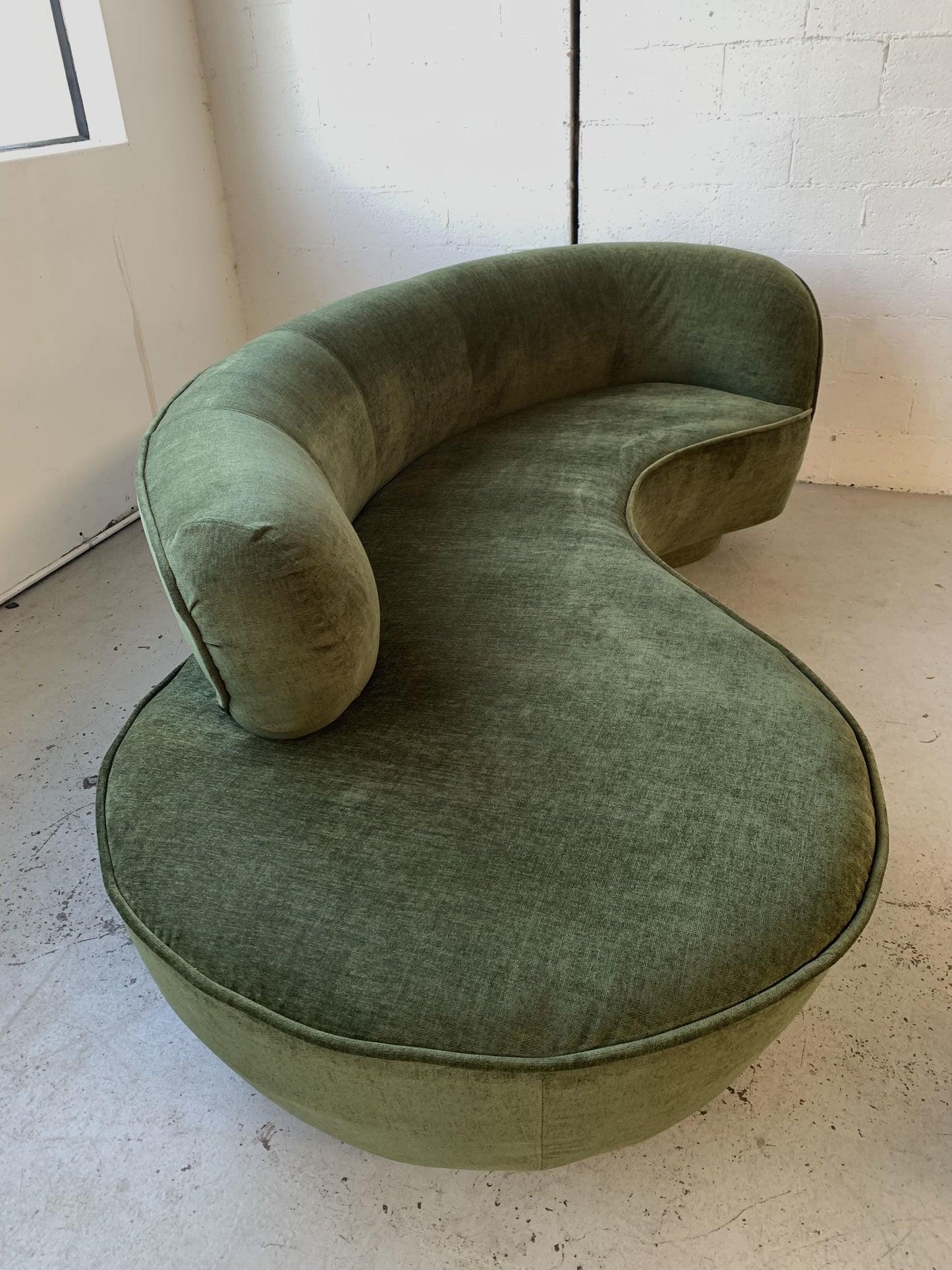 Curved Velvet Sofa in Deep Botanical Green