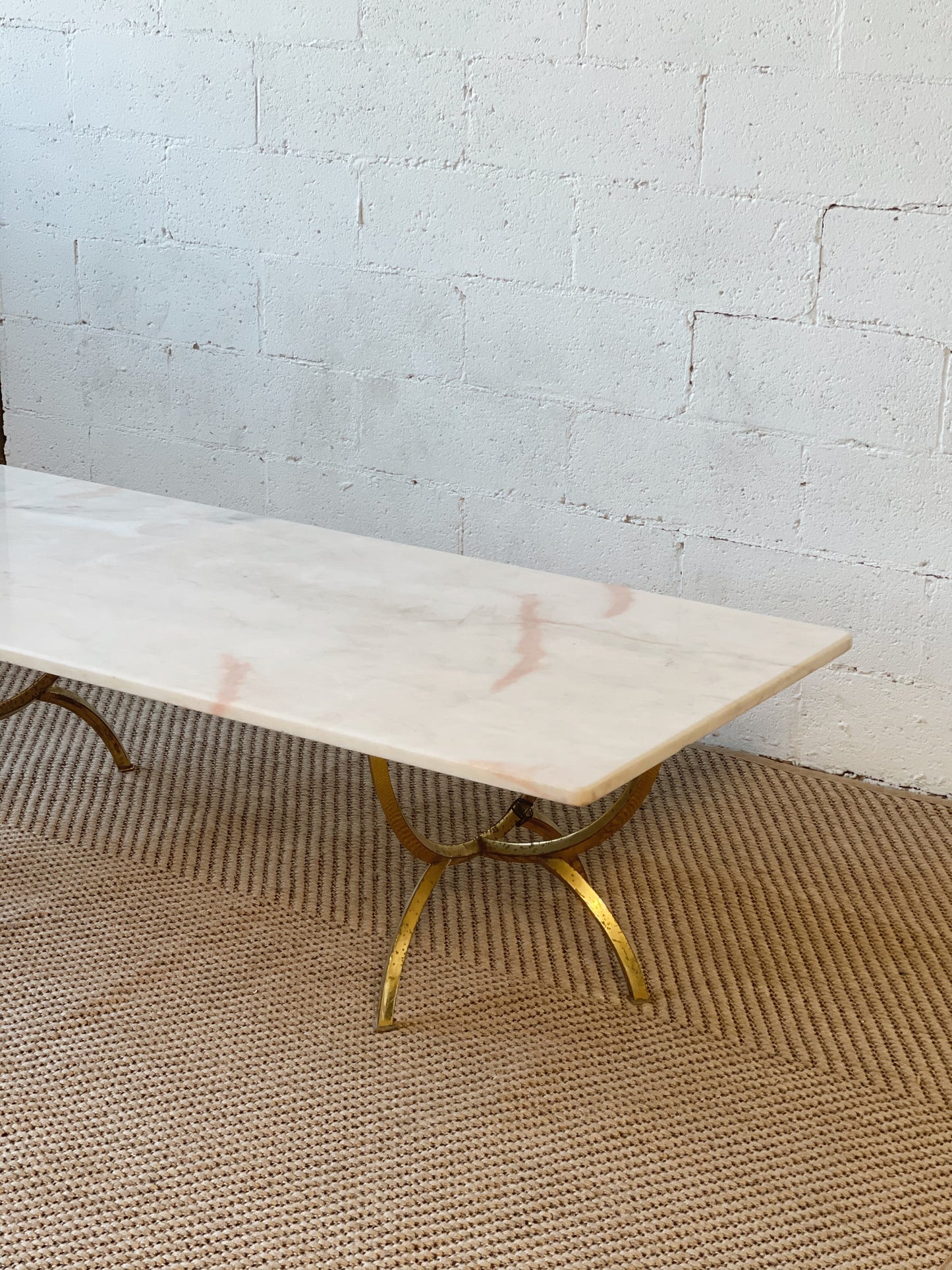 Marble Coffee Table with Brass Base