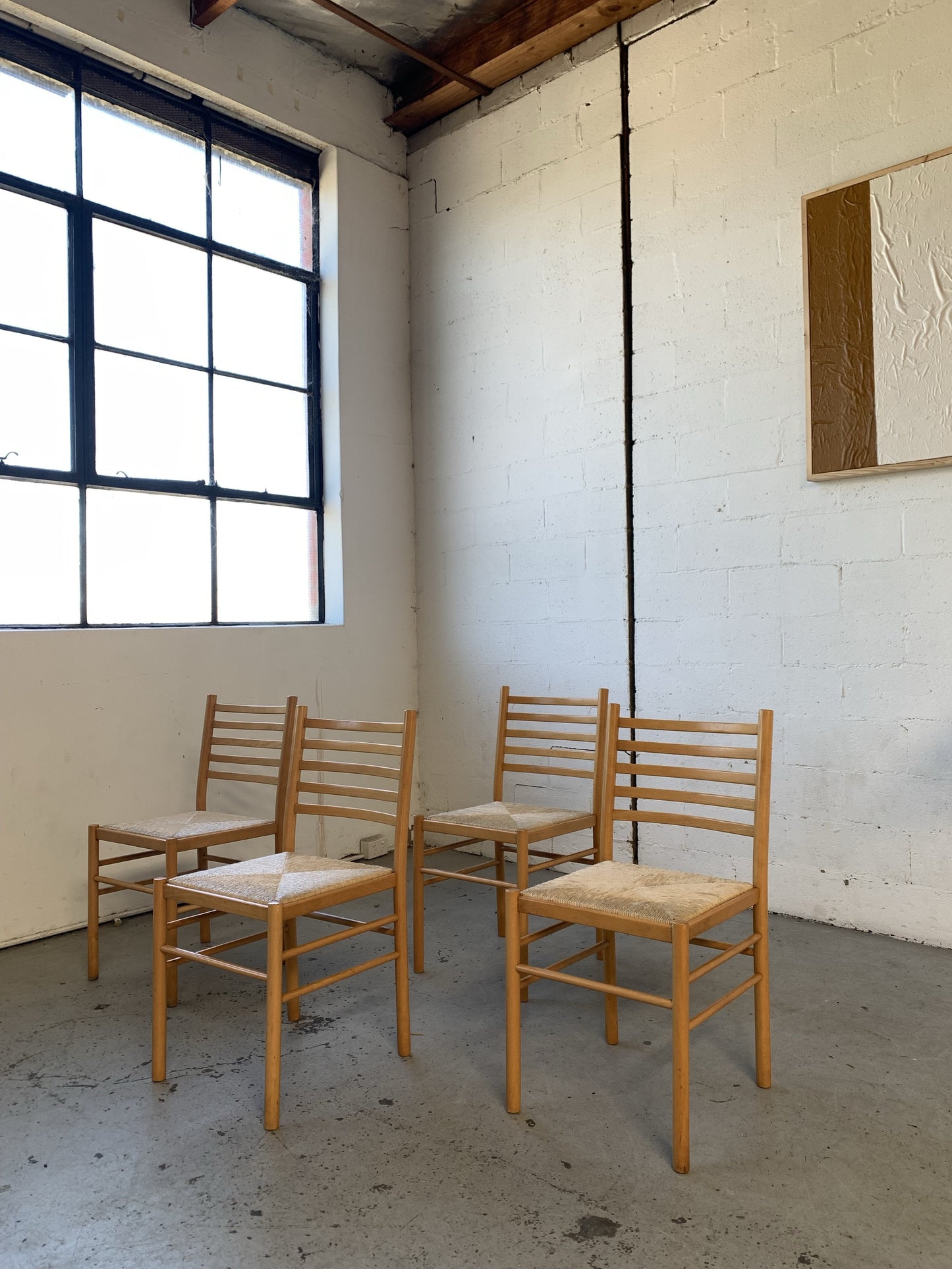 Set of Four Rush Dining Chairs