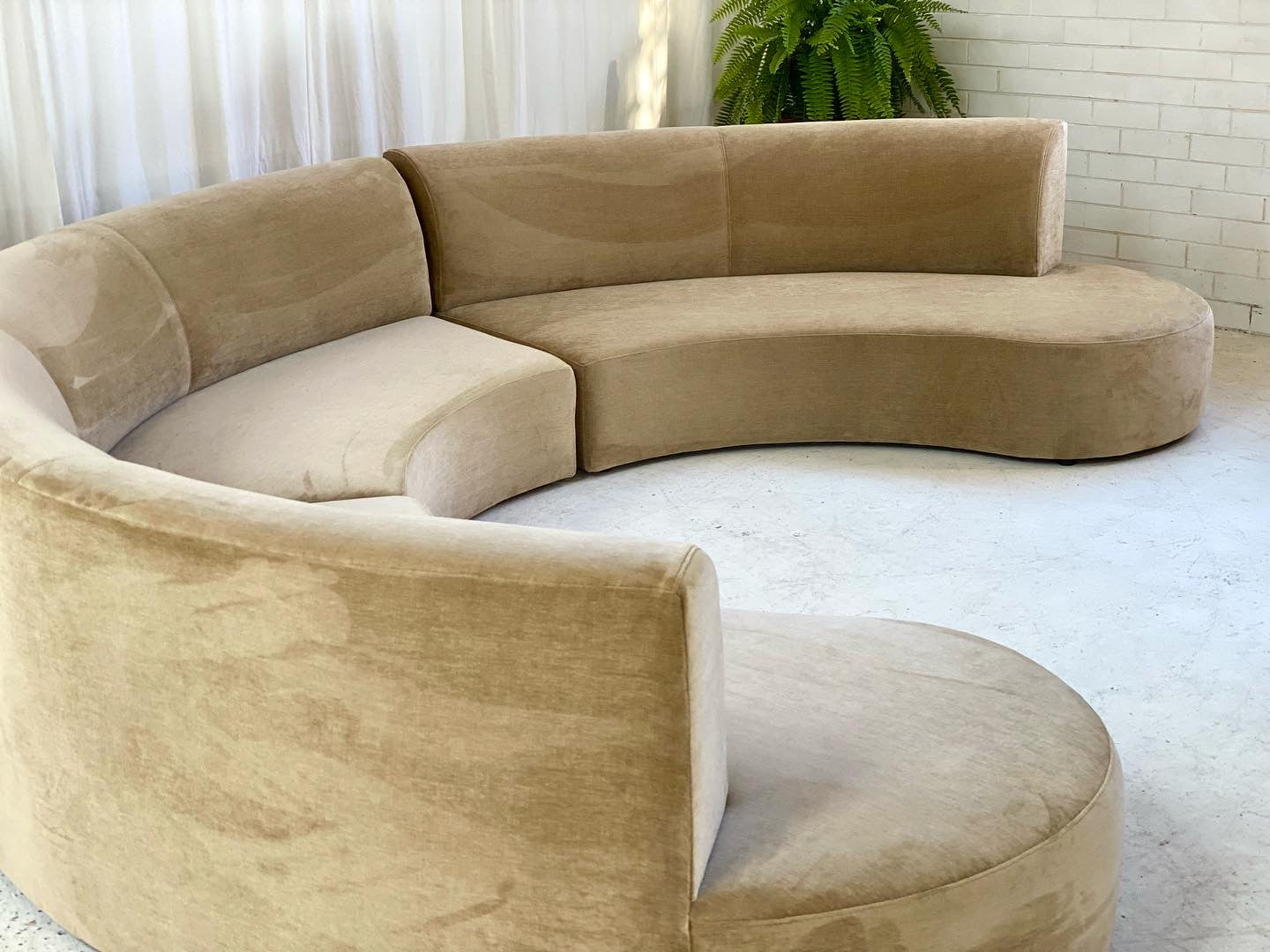 Fawn Velvet Curvy Modular Sofa