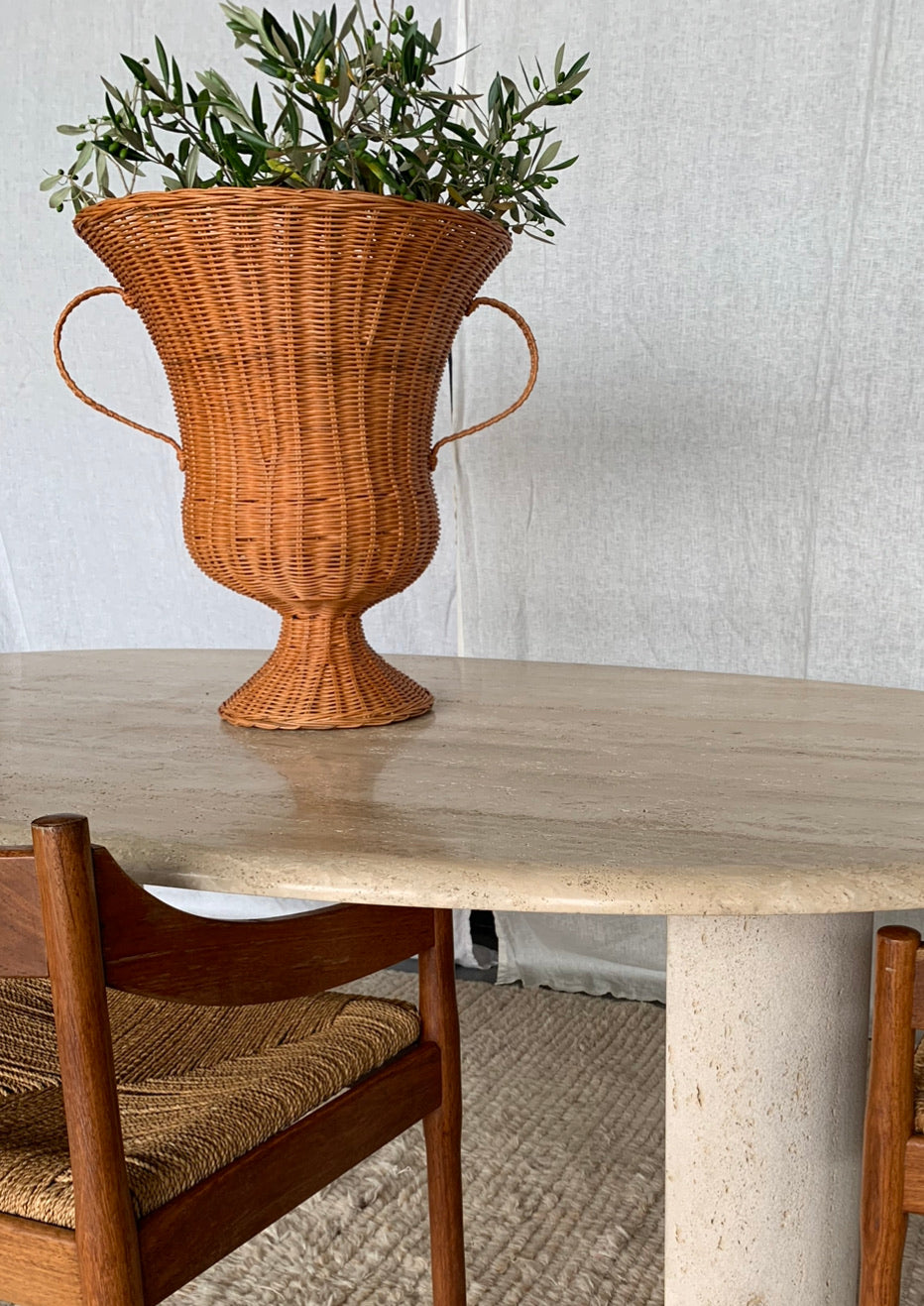 Woven Basket Urn and Pedestal