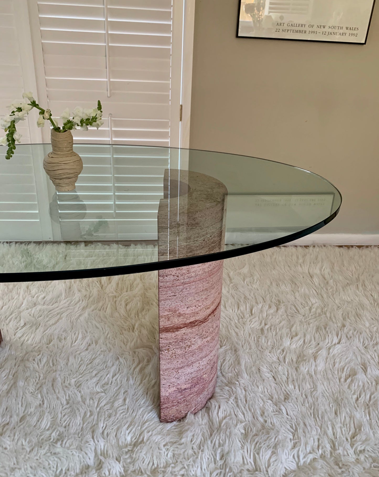 Rare Pink Travertine Table