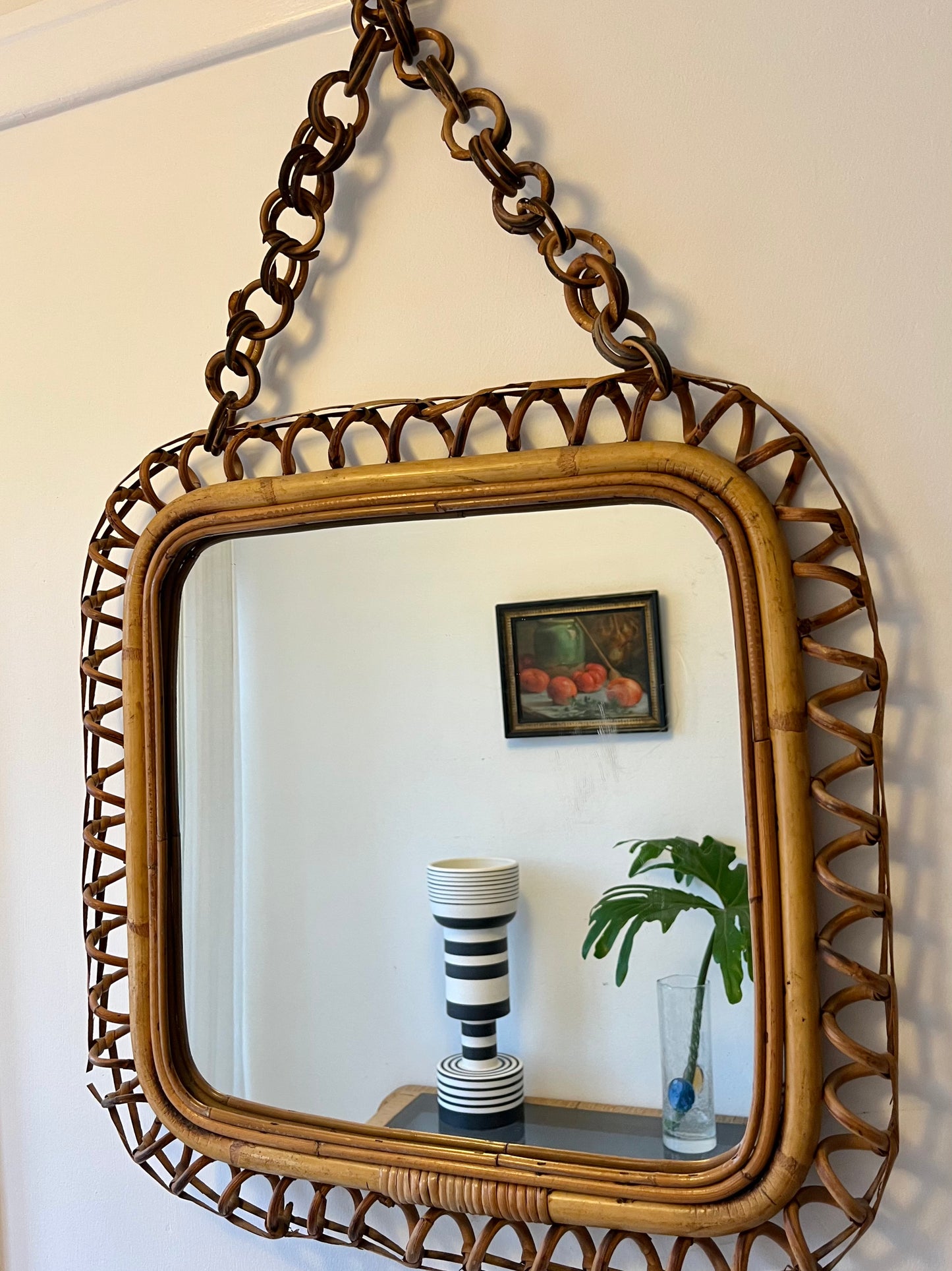 Vintage Italian Bamboo Mirror, Circa 1960’s