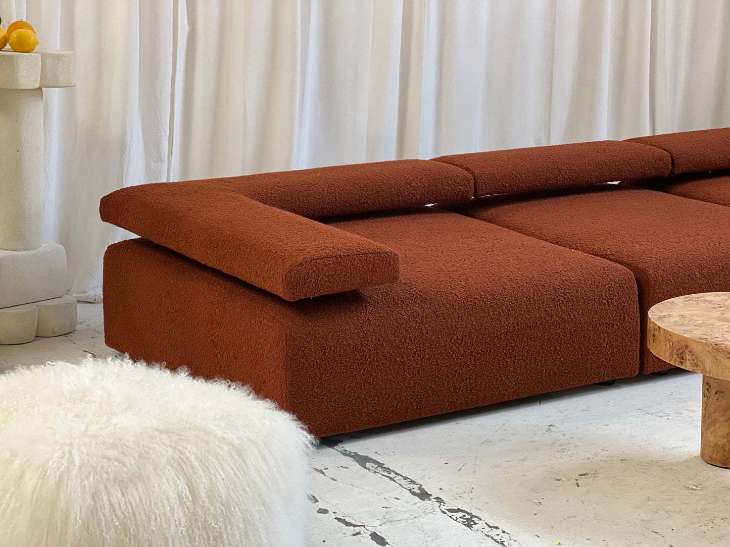 Large Bespoke Rust Boucle Modular Sofa