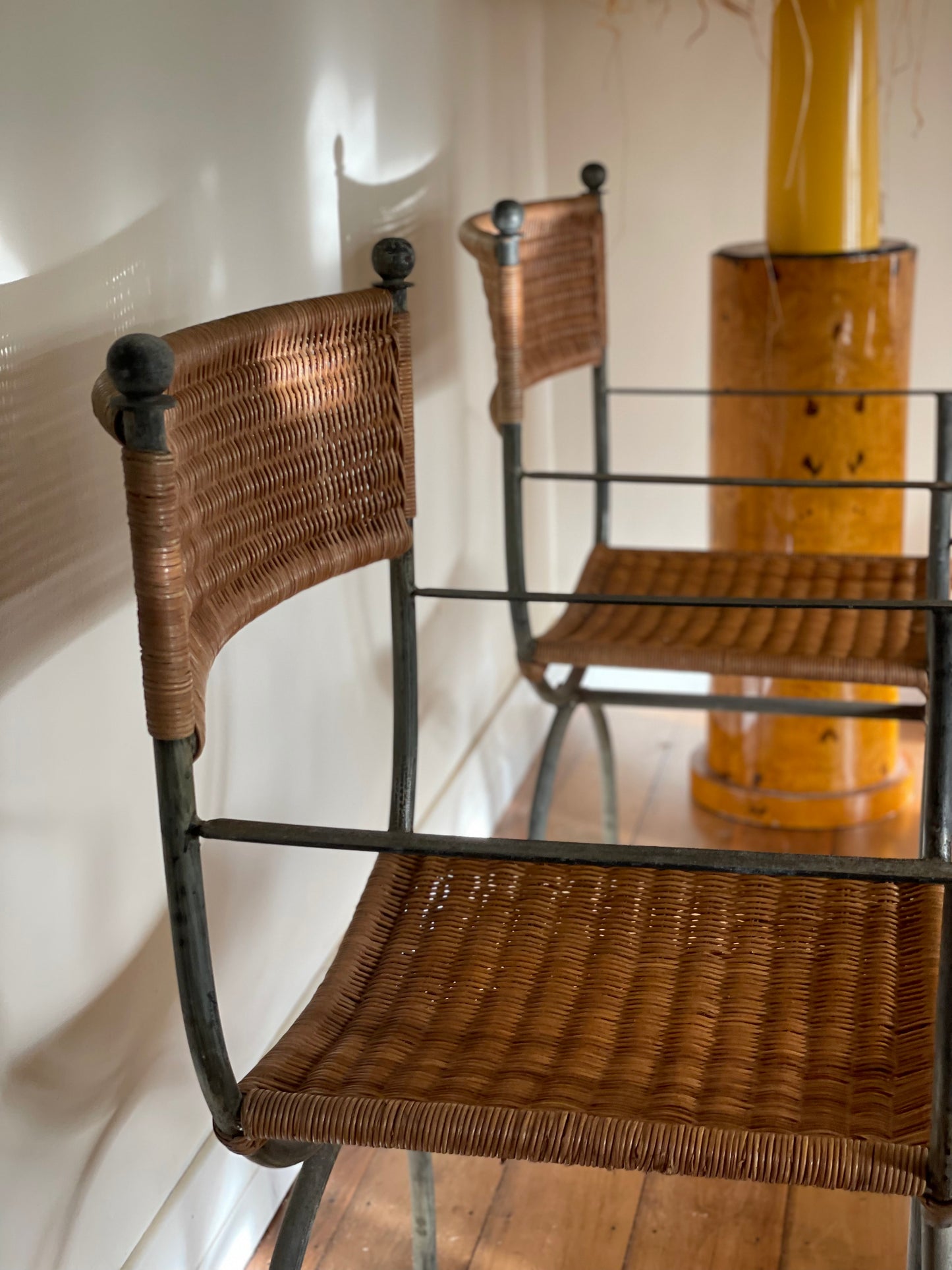Vintage Iron And Cane Dining Chairs - Six Available