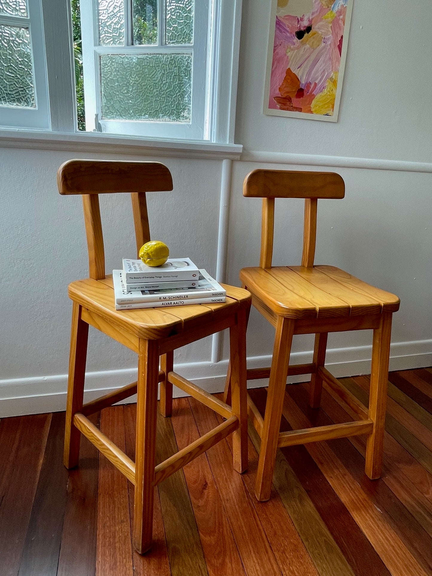 Set of Two Vintage Timber Stools