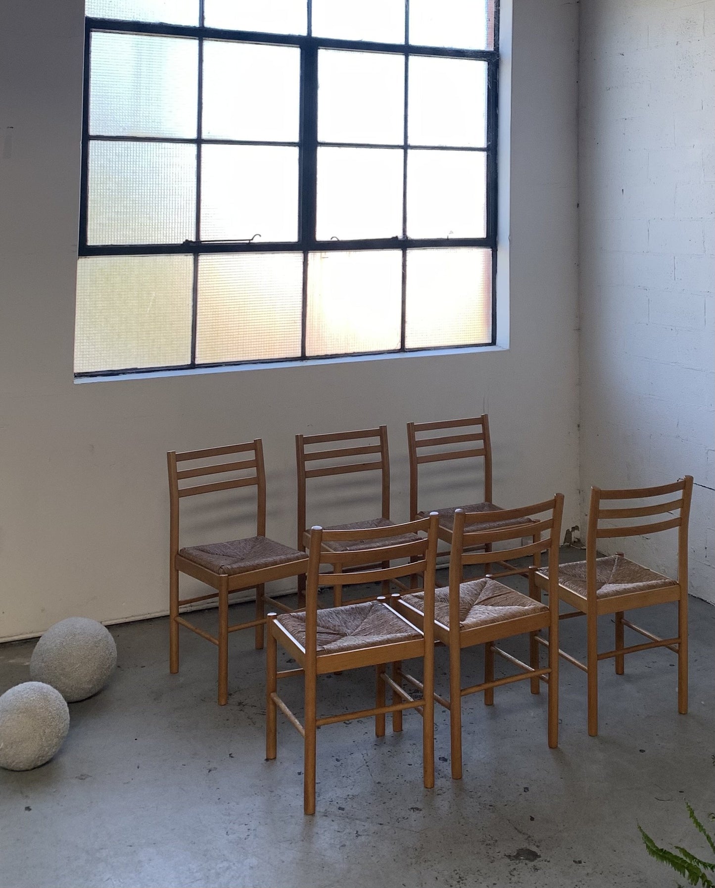 Set of Six Rush Dining Chairs