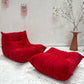 Vintage Ligne Roset Togo Fireside & Ottoman Set - Red Suede