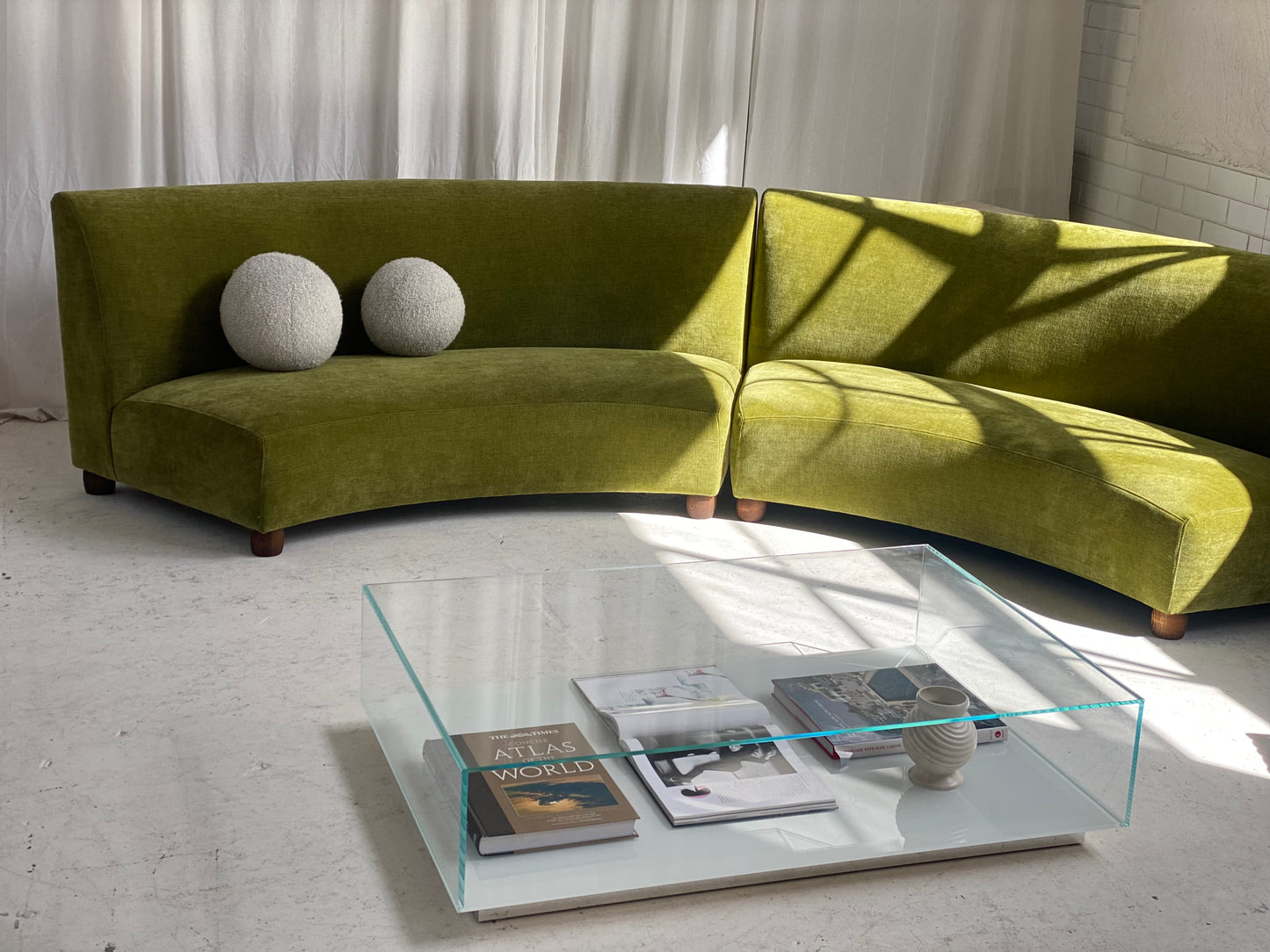 Bespoke Olive Curved Modular Sofa