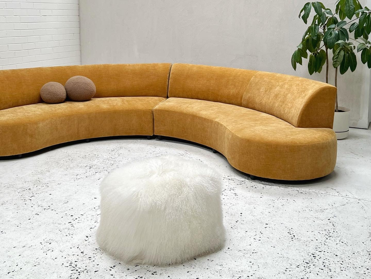 = Bespoke Mustard Curved Sofa Set