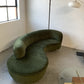 Curved Velvet Sofa in Deep Botanical Green