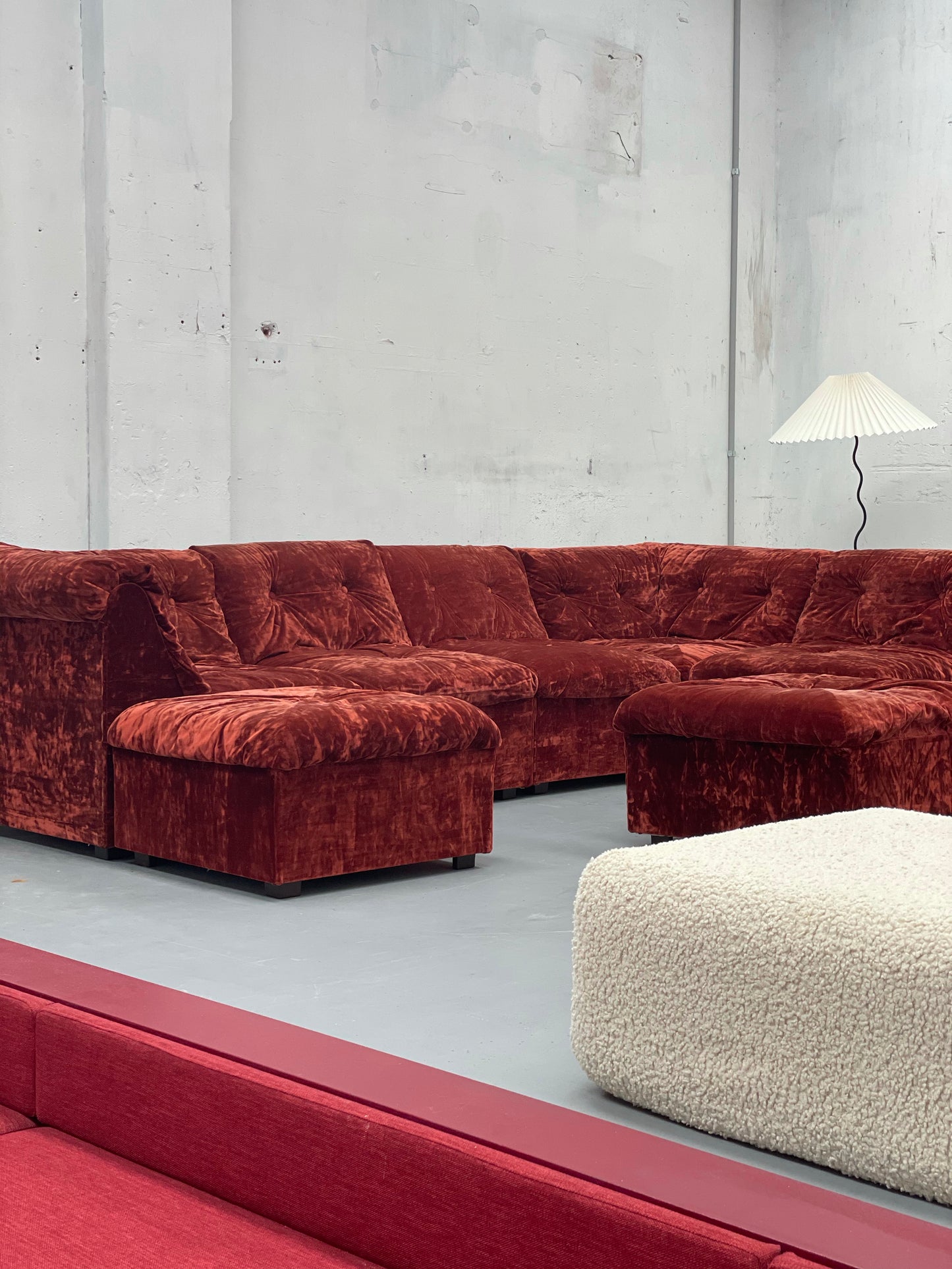 Vintage Velvet Modular Sofa - Seven Piece Set
