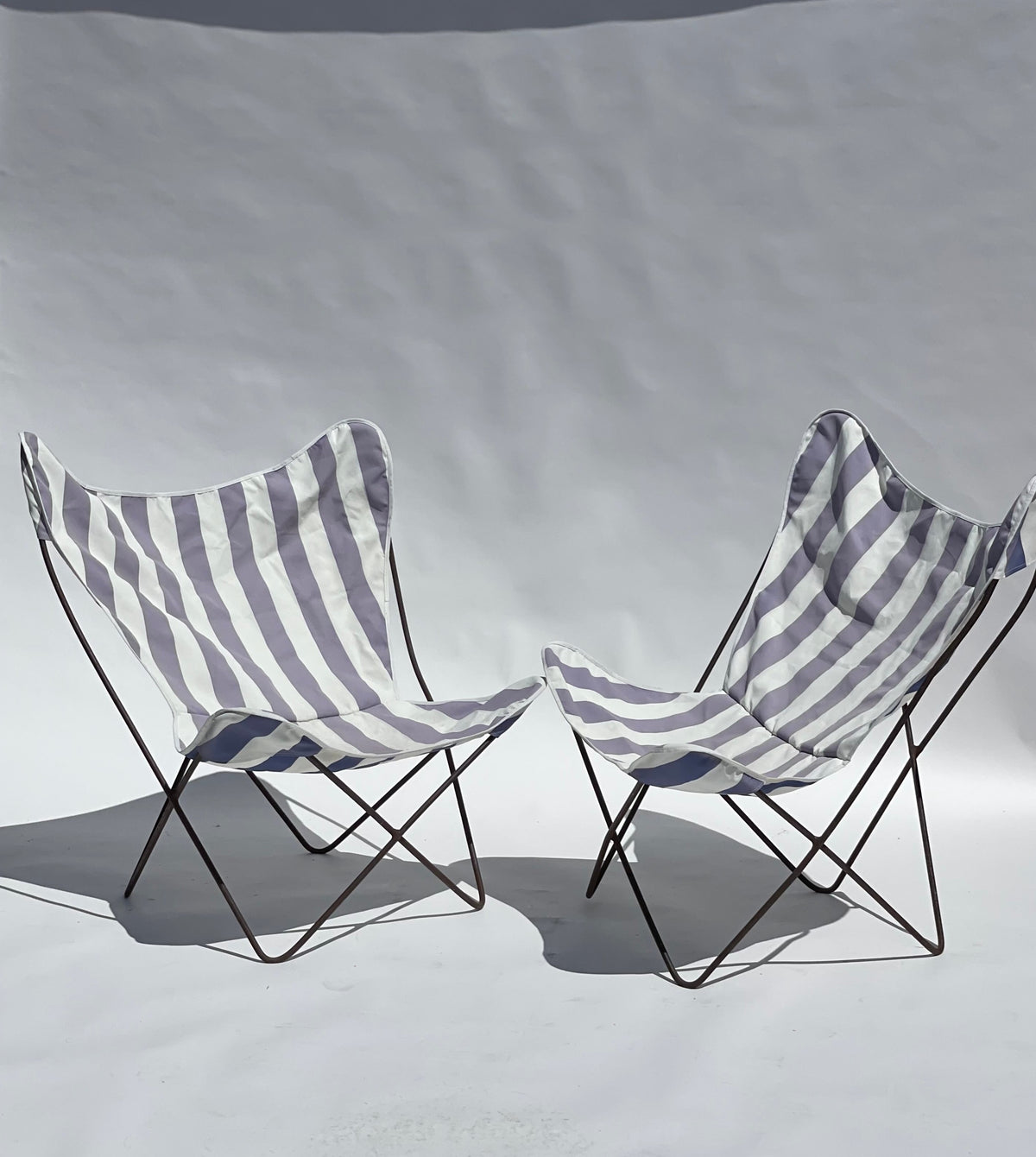 Striped Butterfly Chairs - Two Available