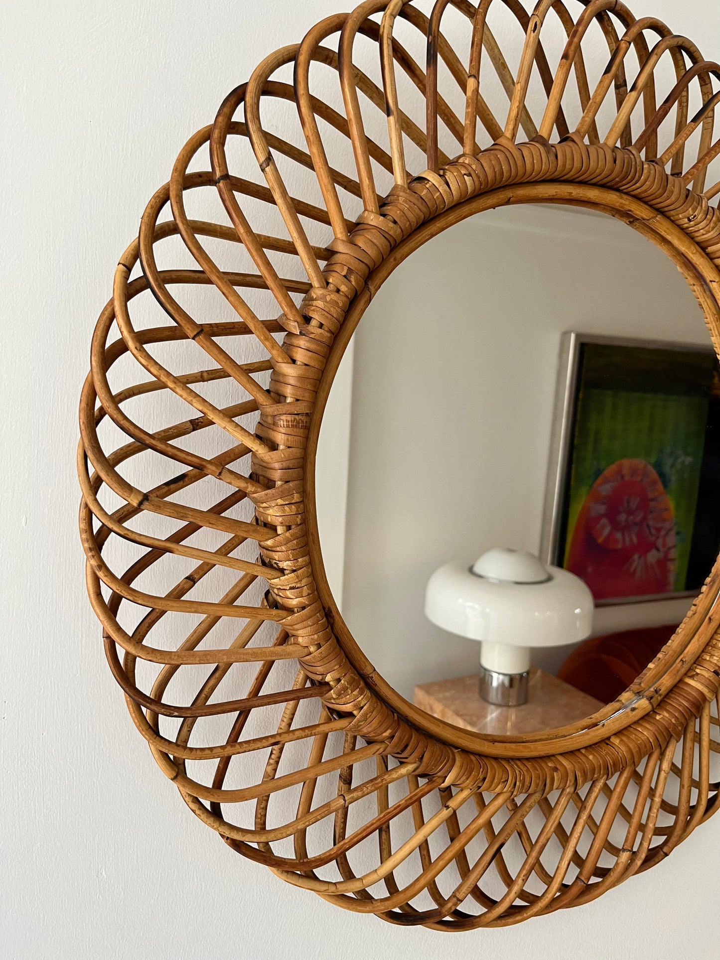 Vintage Italian Bamboo Mirror by Bonacina