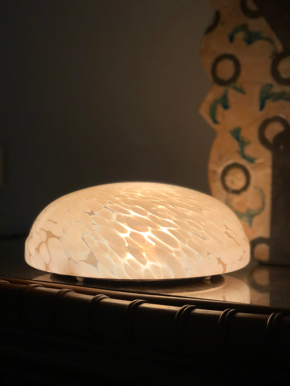 Pink glass button lamp