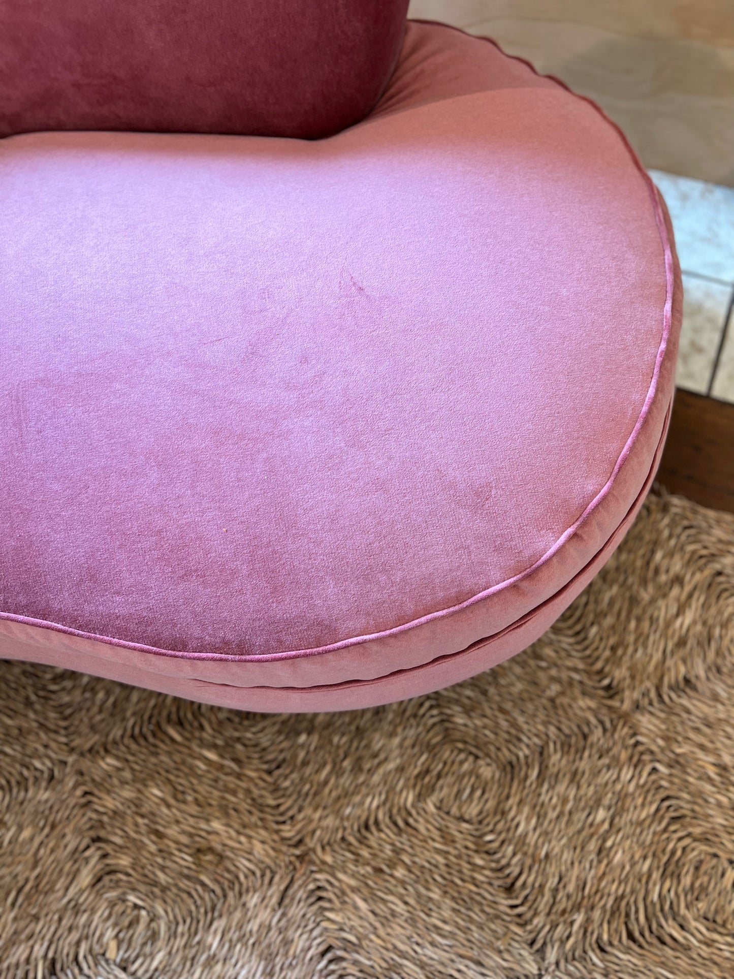 Sculptural Pink Velvet Sofa