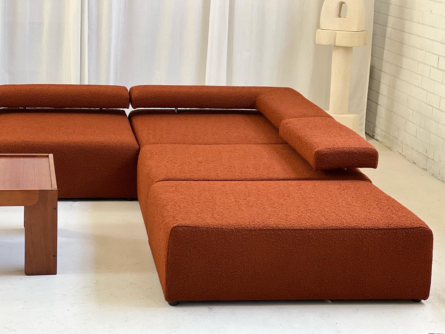Large Bespoke Rust Boucle Modular Sofa