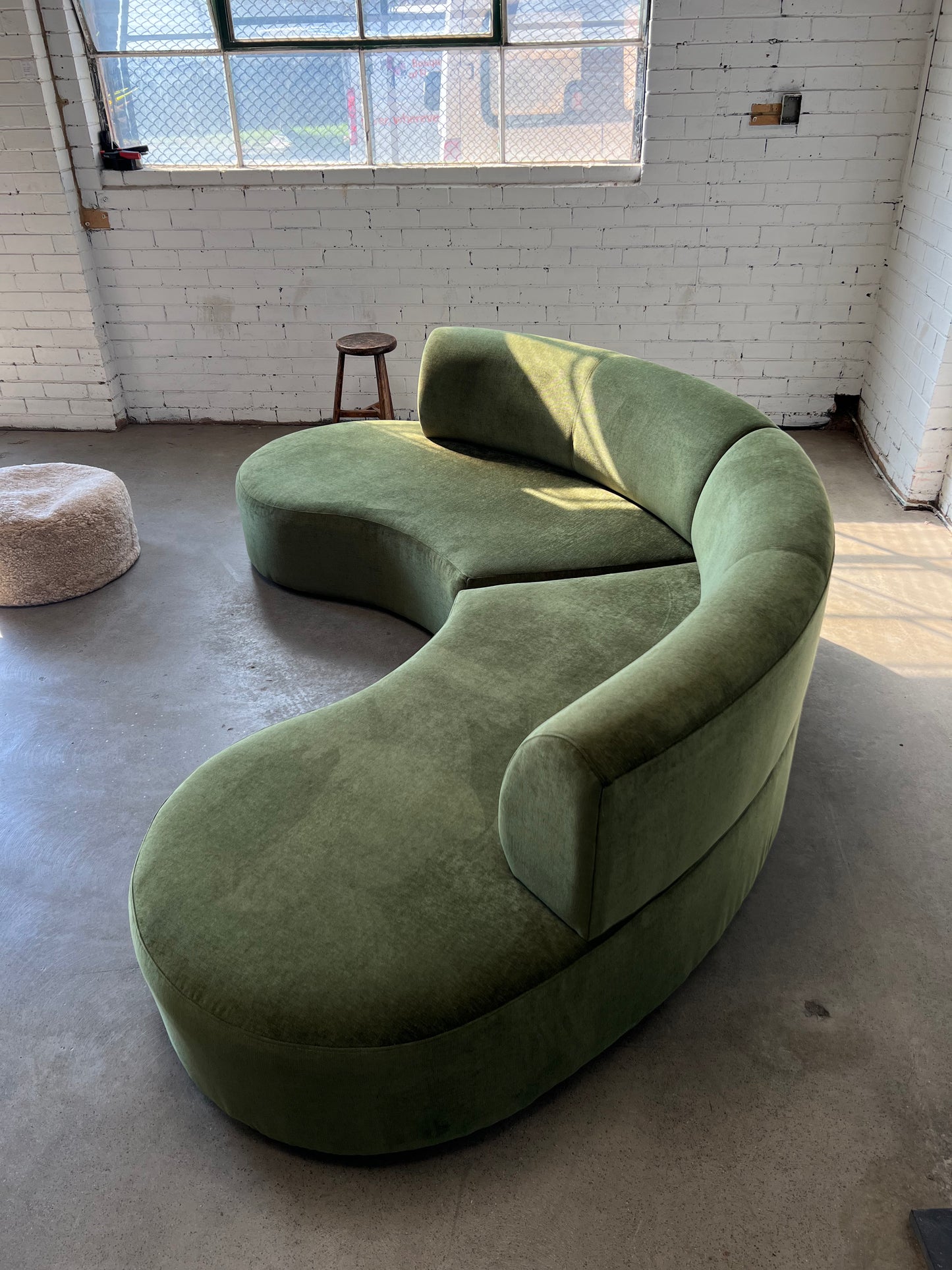 Bespoke Curved Sofa in Deep Botanical Green