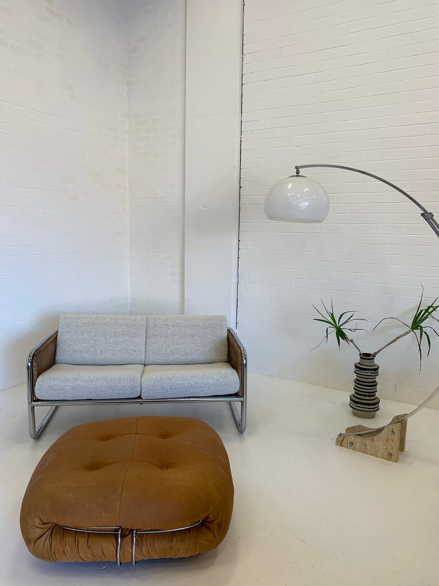 Fabulous Vintage Wicker and Chrome Cantilever Tub Lounge by Martin Visser. Circa 1970’s