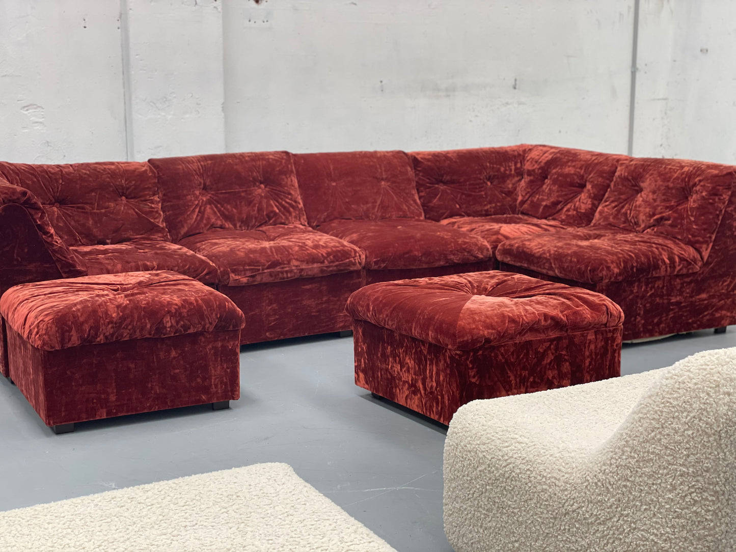 Vintage Velvet Modular Sofa - Seven Piece Set
