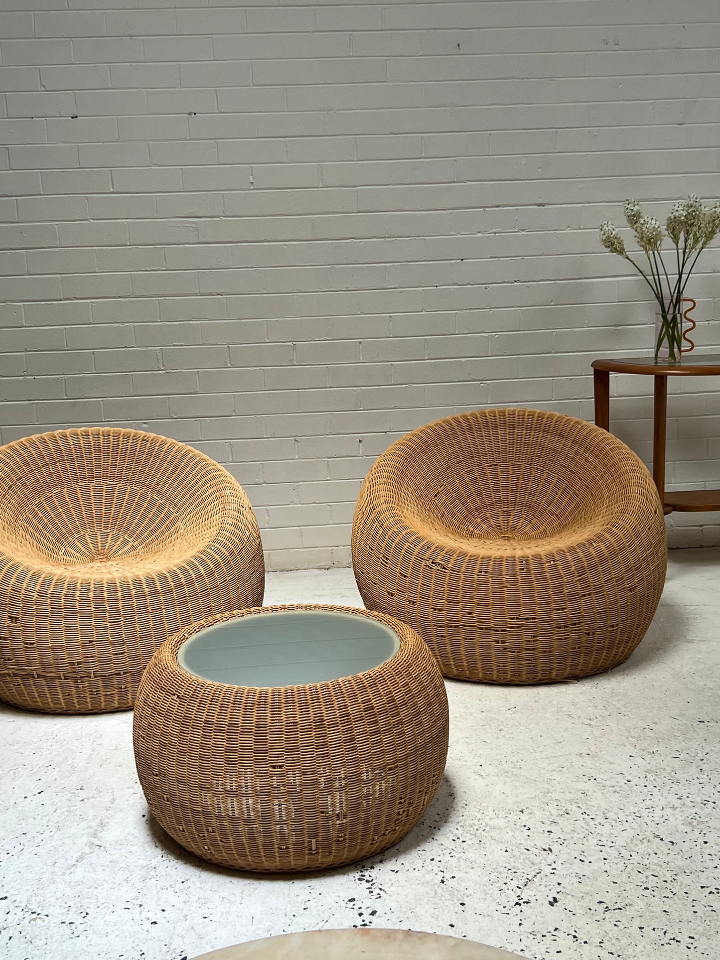 - Vintage Cane Coffee/Side Table - One Available