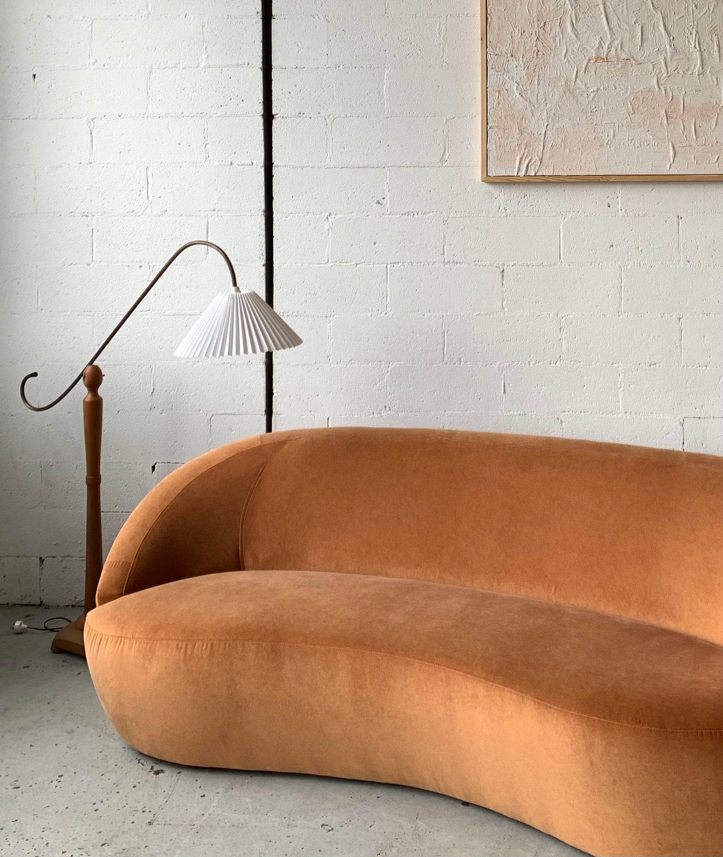Bespoke Curved Sofa in Ginger Velvet