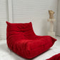 Vintage Ligne Roset Togo Fireside & Ottoman Set - Red Suede