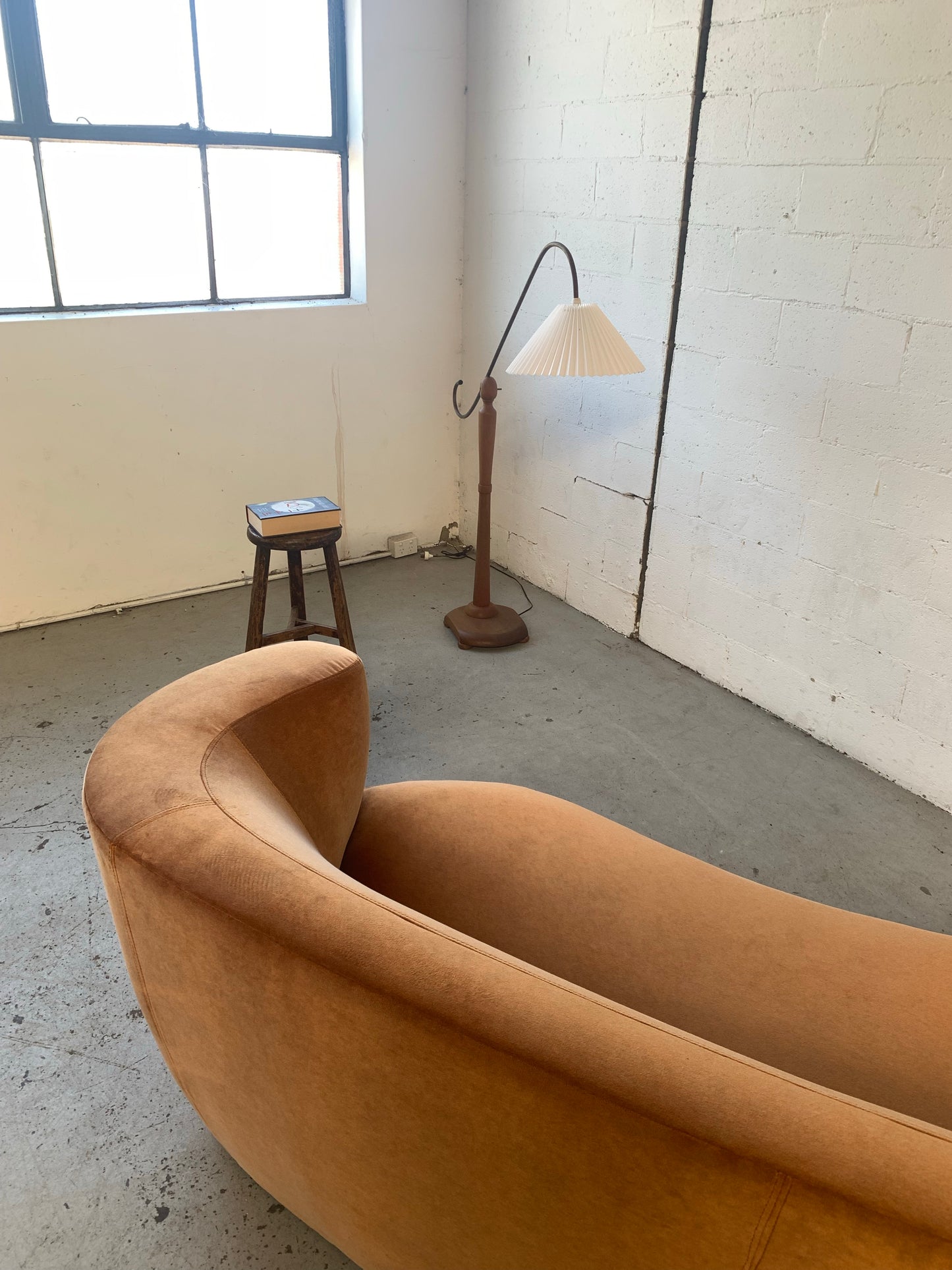 Bespoke Curved Sofa in Ginger Velvet