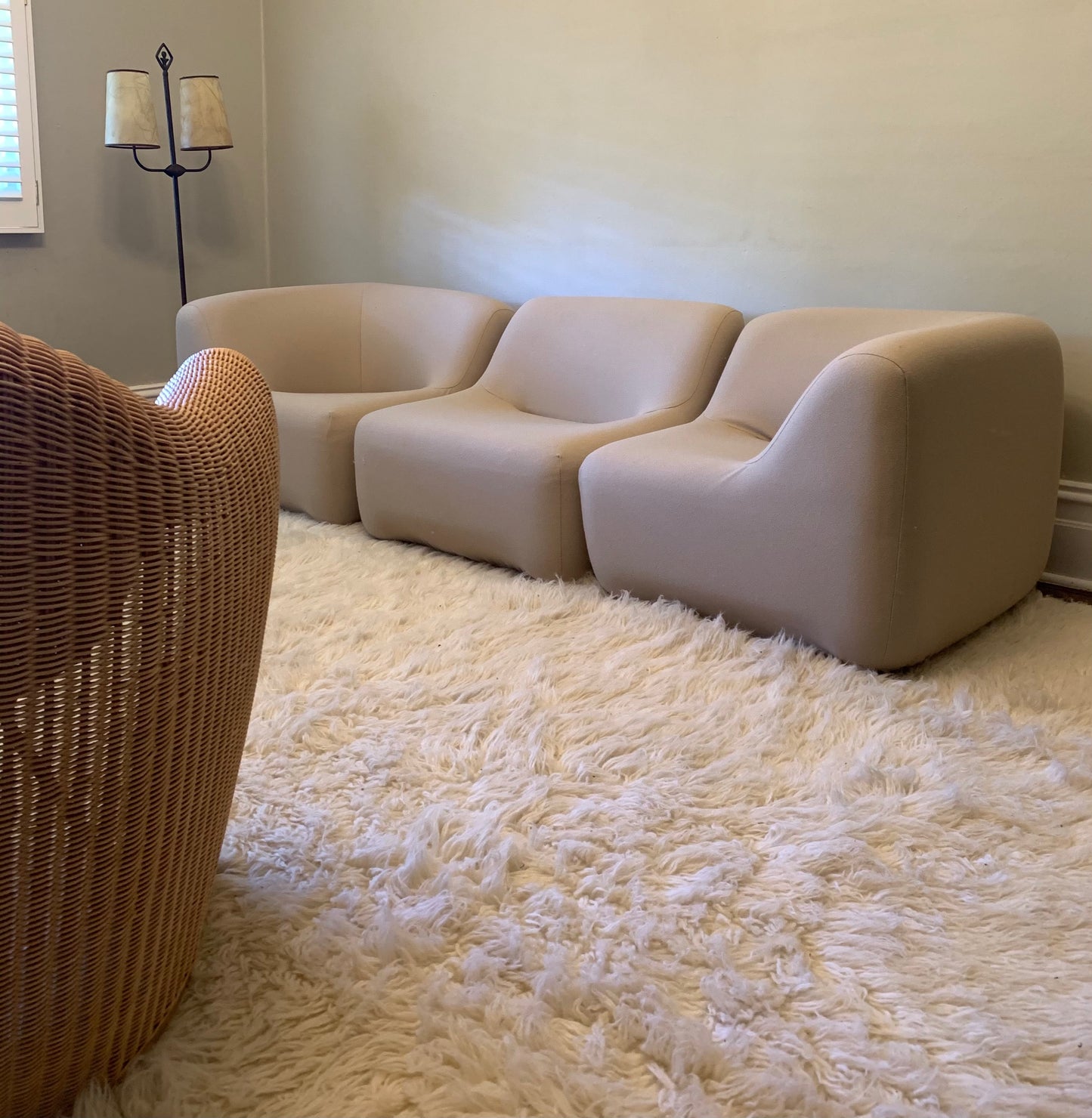 Featherston Numero VII Modular Sofa Reupholstered in Soft Wool