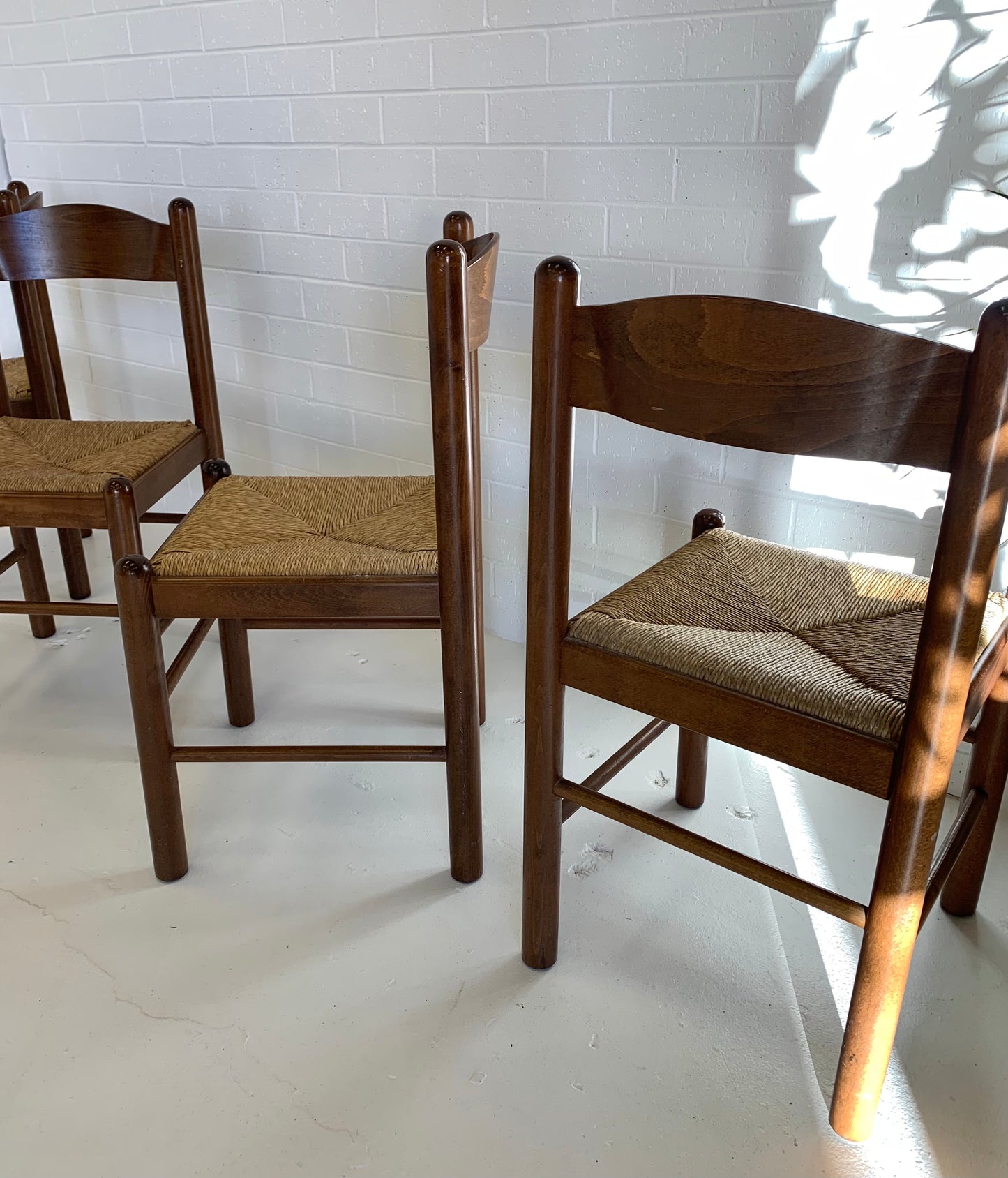 Vintage Timber Rush Dining Chairs - Eight Available