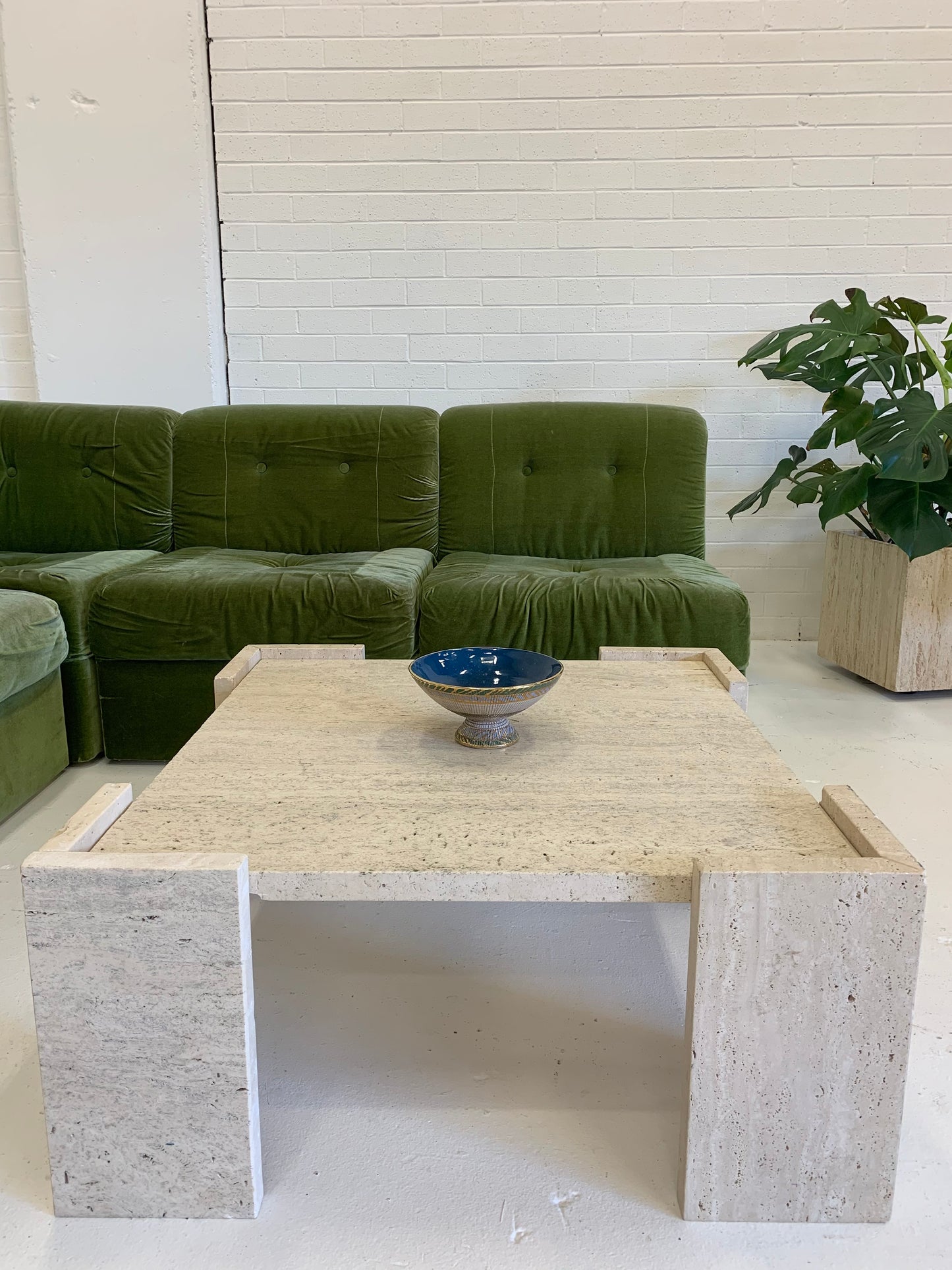 Vintage Unfilled Travertine Coffee Table
