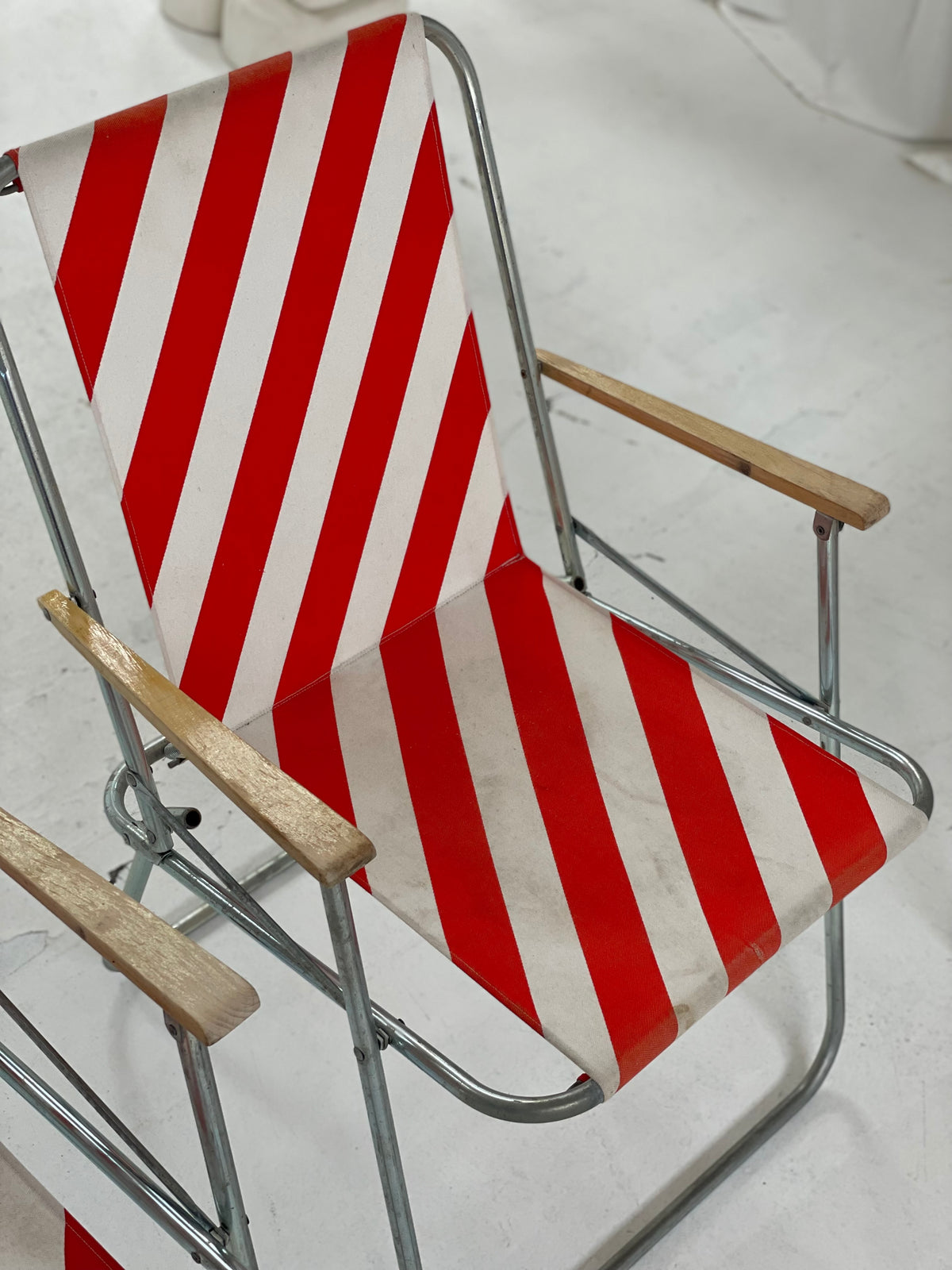 Striped Outdoor Folding Chairs- Set of Seven