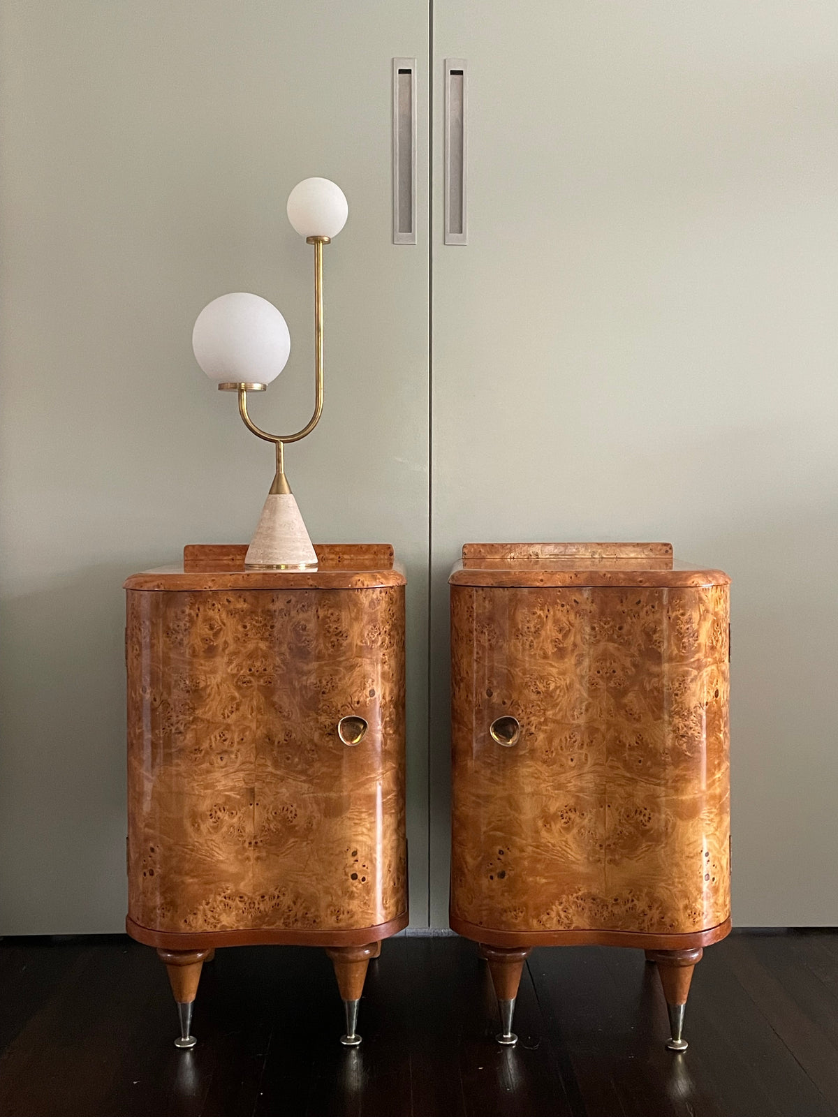 Burl Bedside Tables (Pair)