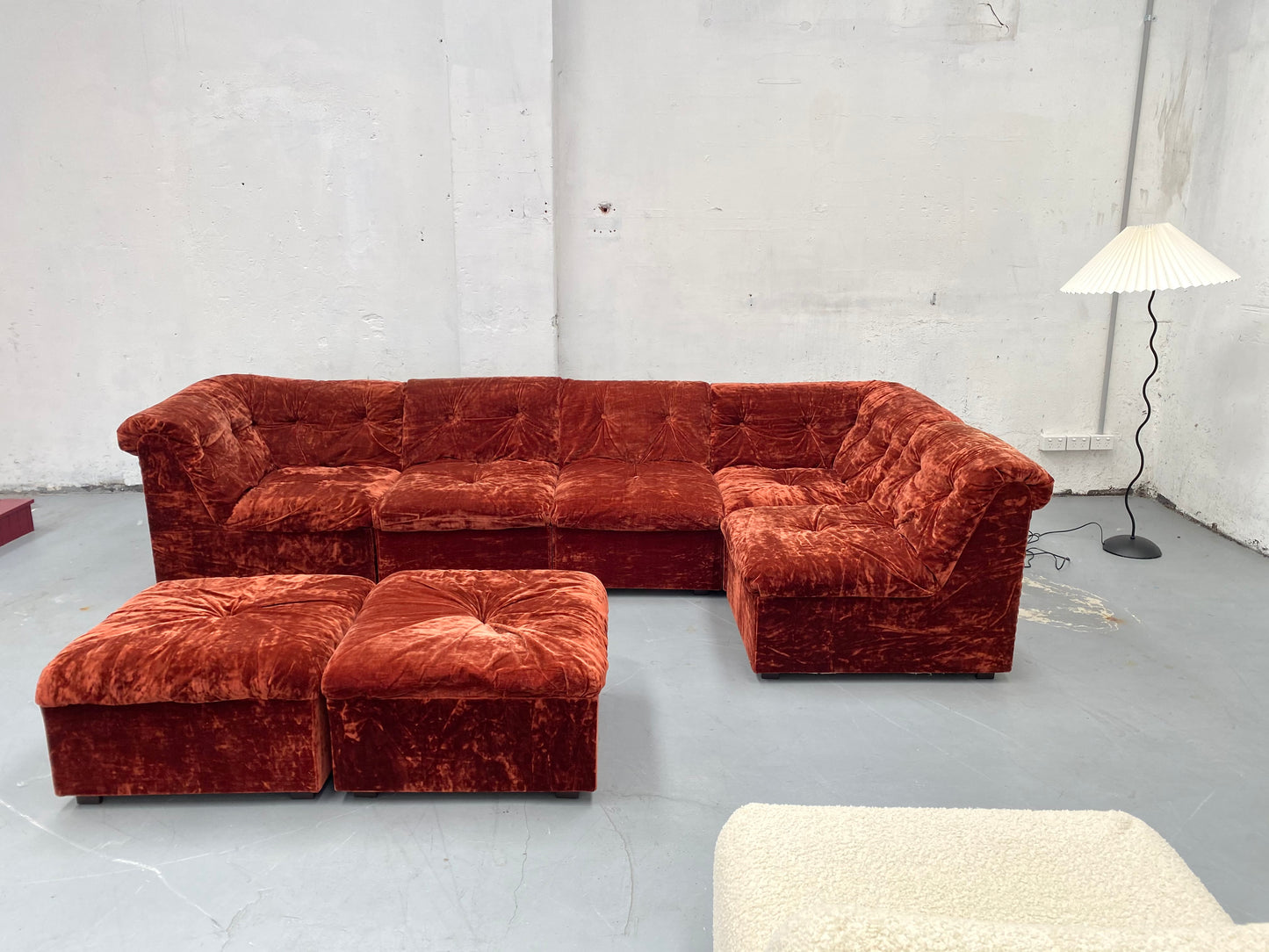 Vintage Velvet Modular Sofa - Seven Piece Set