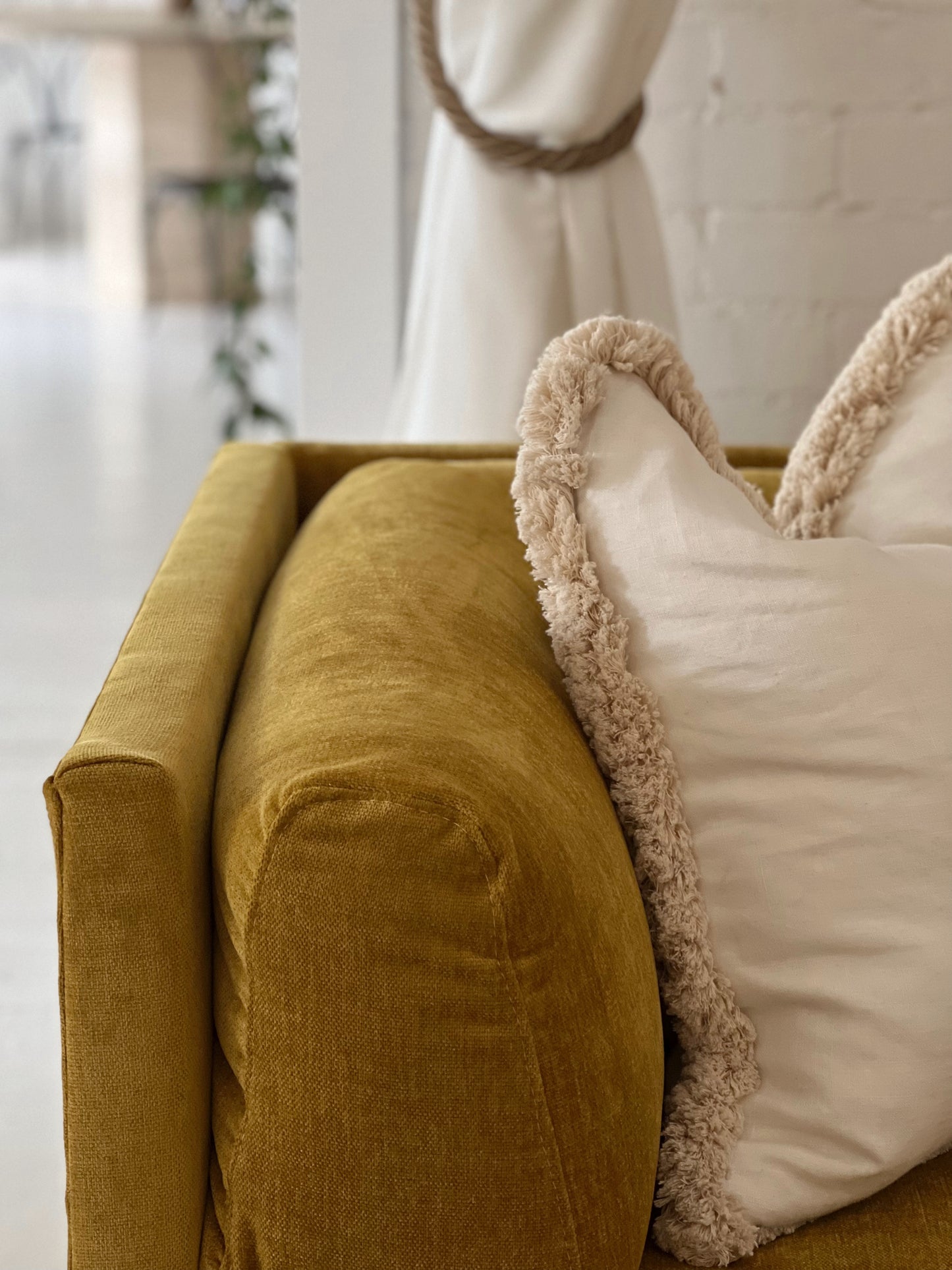 Large Yellow Velvet Vintage Modular Sofa