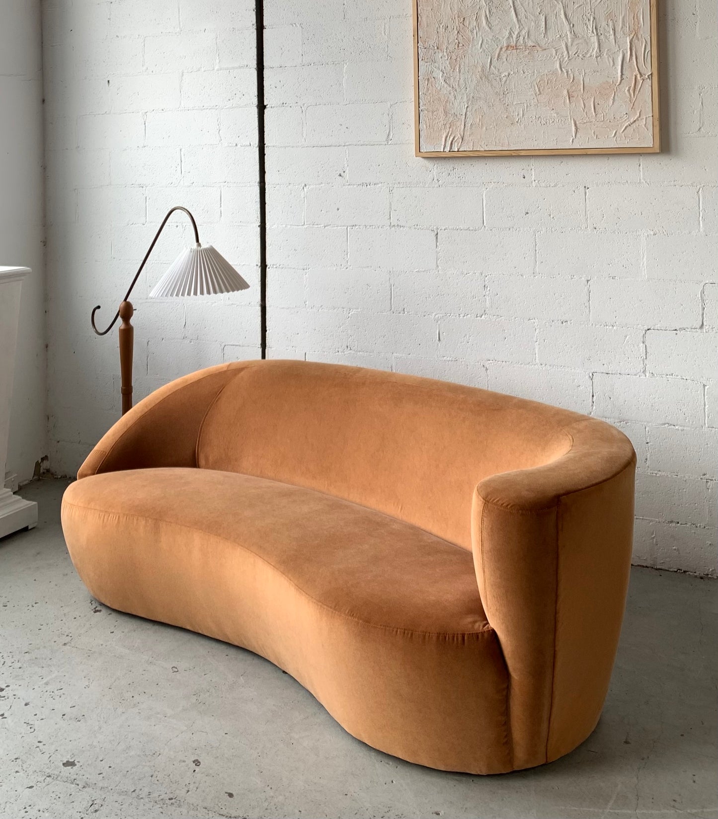 Bespoke Curved Sofa in Ginger Velvet