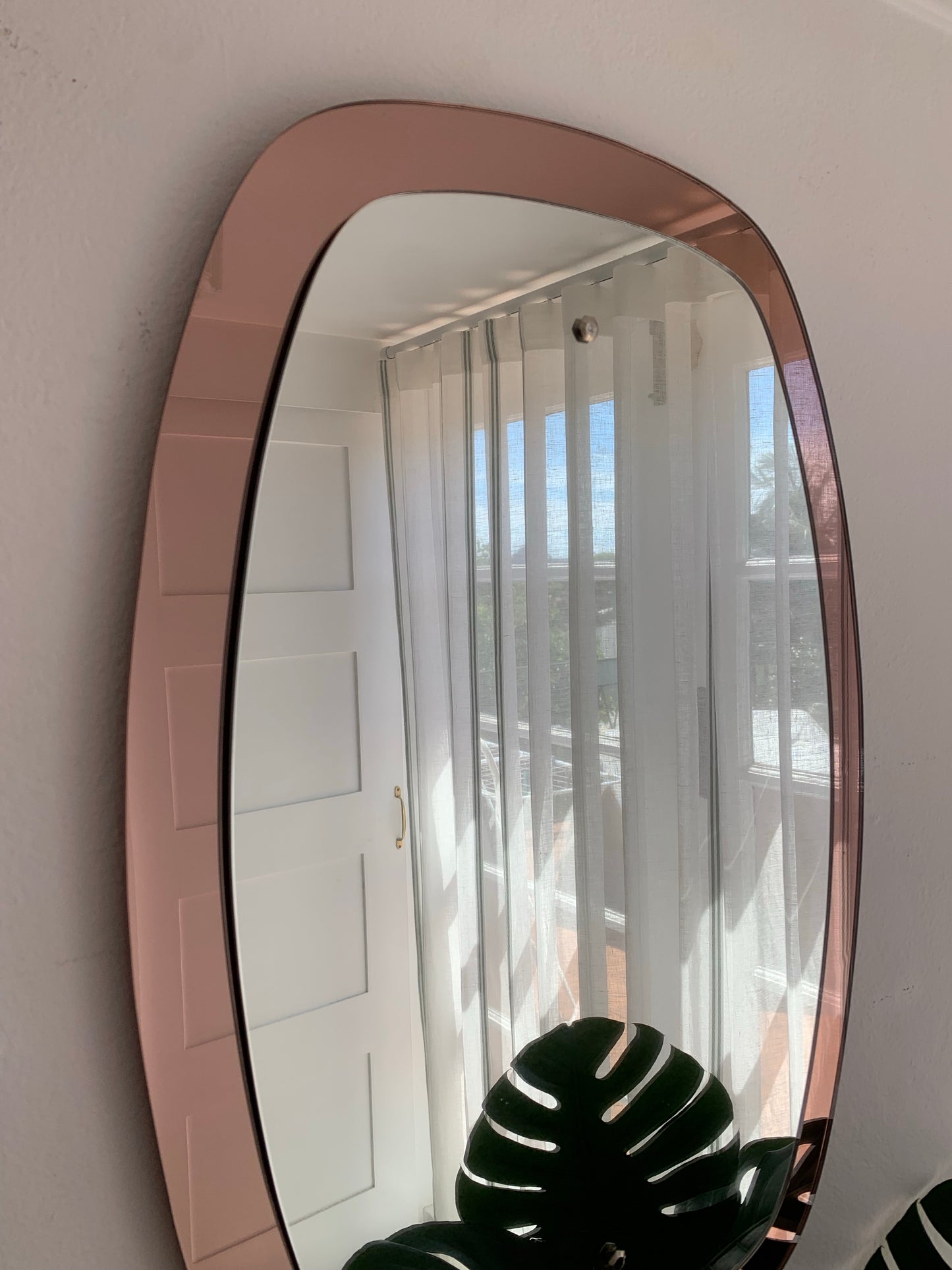 Italian 1950’s Pink Glass Mirror
