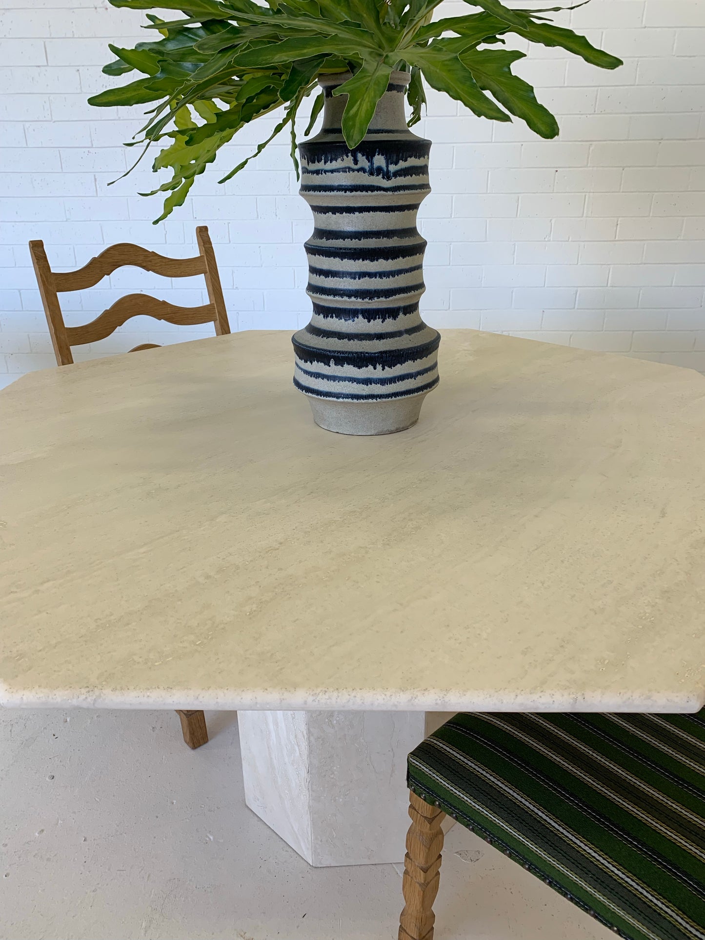 Vintage Honed Travertine Dining Table