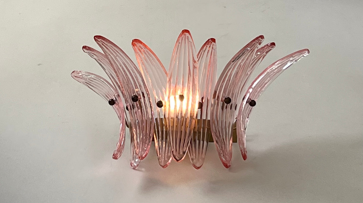 - Pink Murano Palmette Sconce, Italy - Two Available