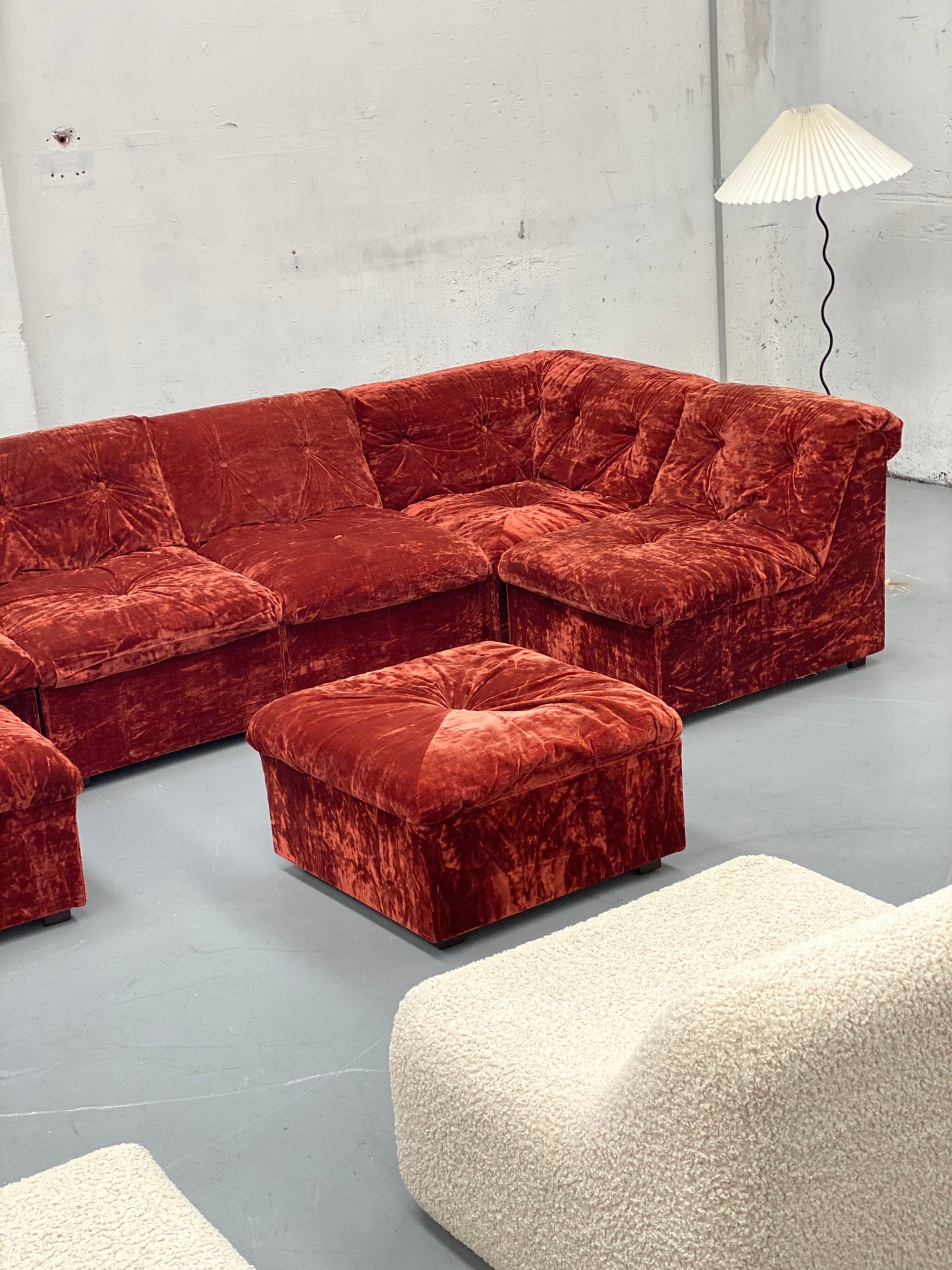 Vintage Velvet Modular Sofa - Seven Piece Set