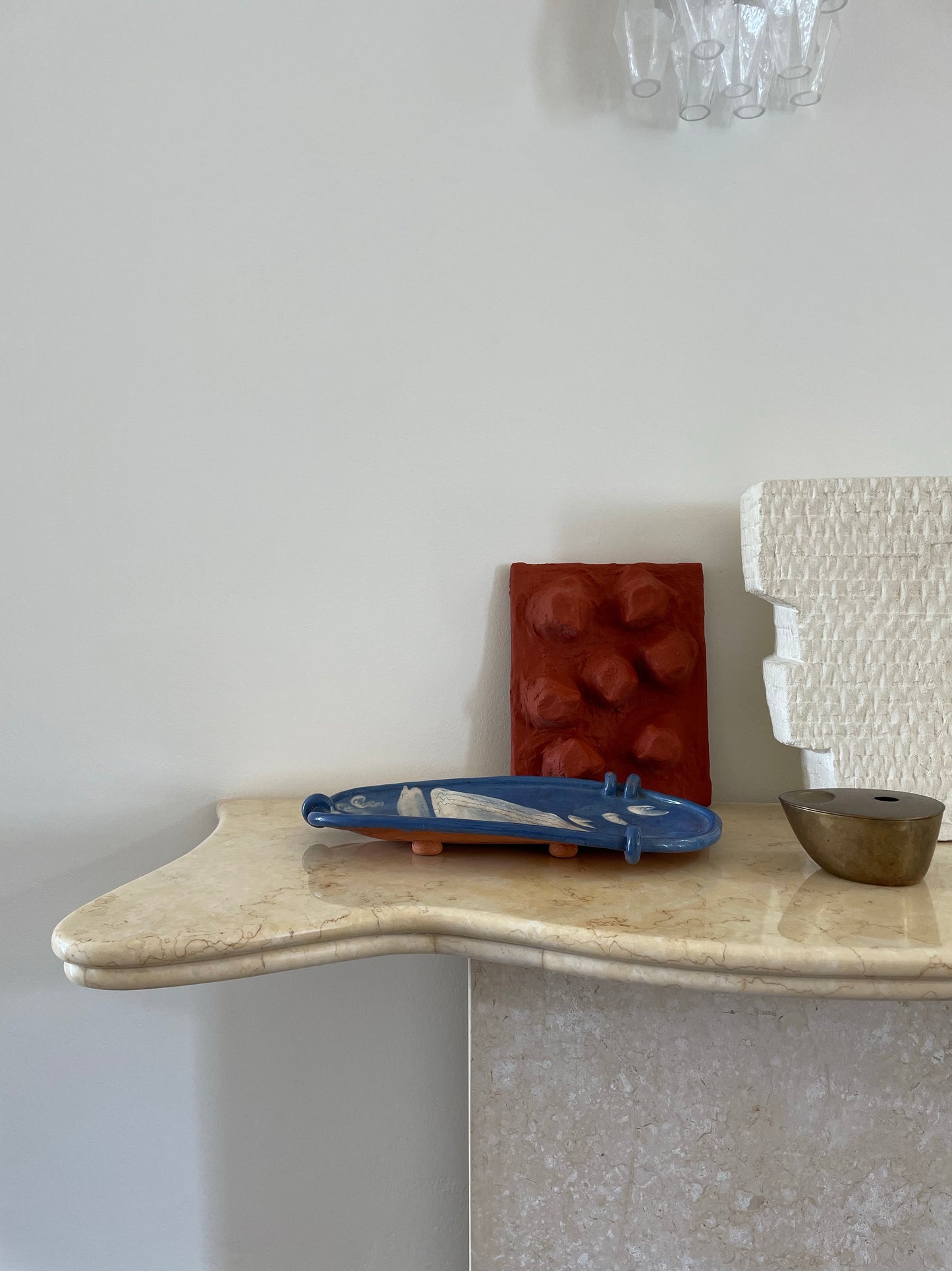 Vintage Creamy Pink Stone Console